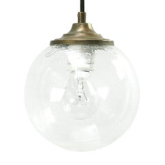Dutch Air Bubble Glass Globe Brass Top Pendant Light