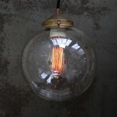 Dutch Air Bubble Glass Globe Brass Top Pendant Lights