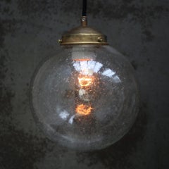 Dutch Air Bubble Glass Globe Brass Top Pendant Lights