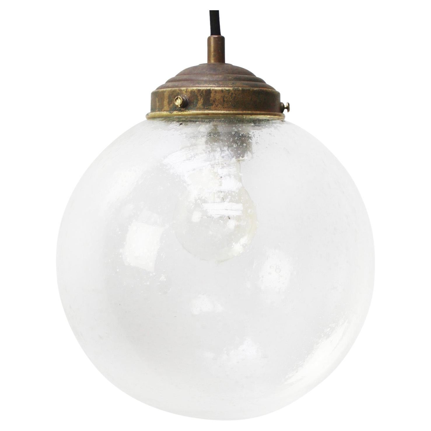Dutch Air Bubble Glass Globe Brass Top Pendelleuchten