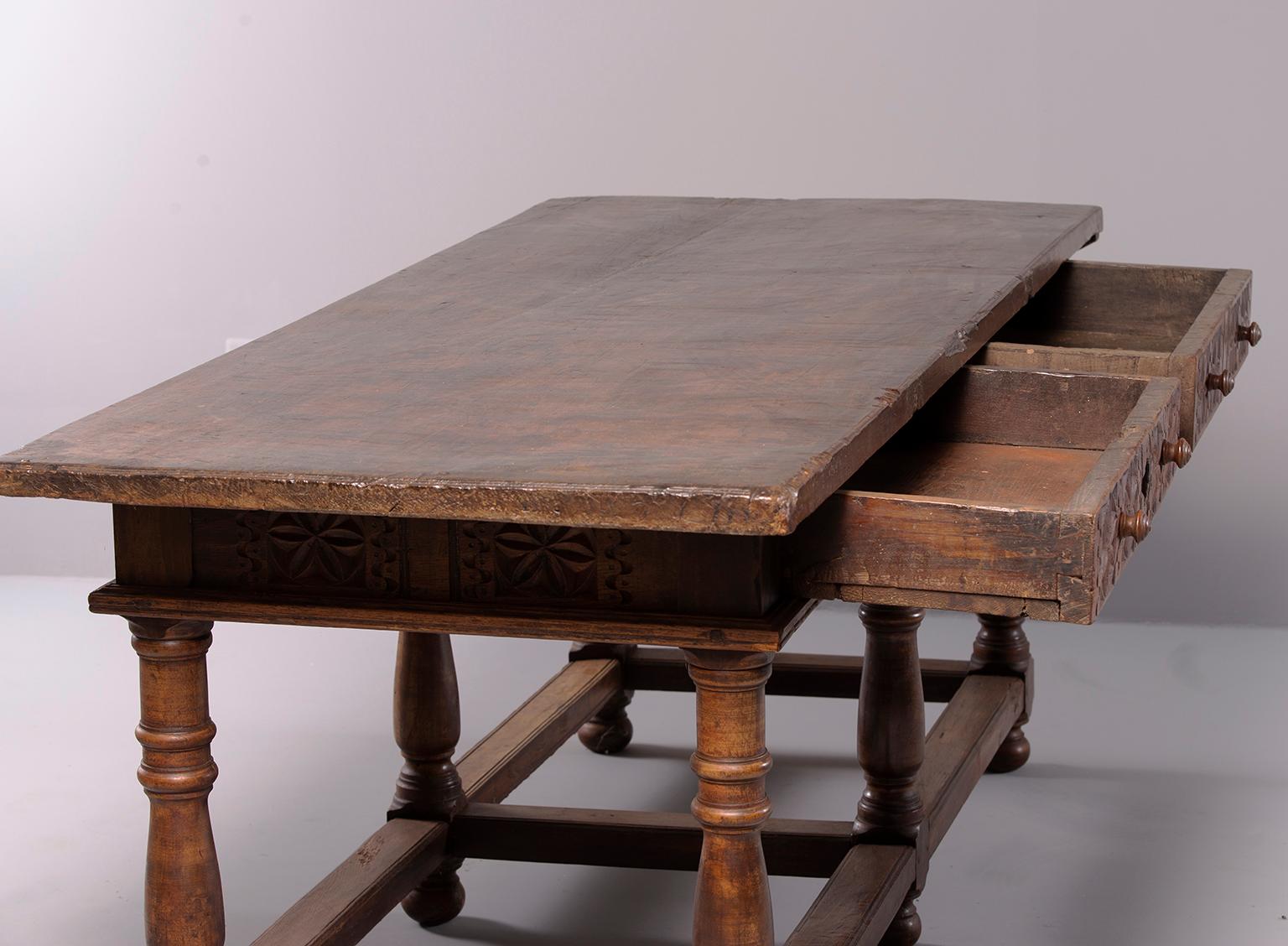 Dutch  Portuguese All Original 18th Century Carved Walnut Table