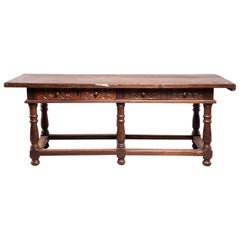 Antique  Portuguese All Original 18th Century Carved Walnut Table