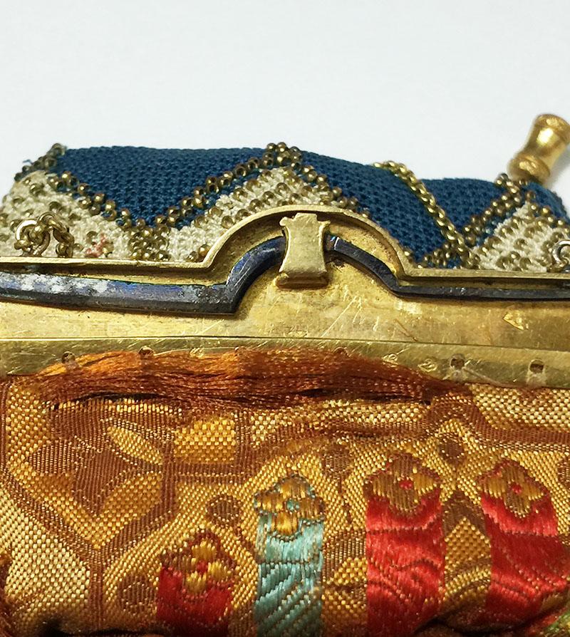 Dutch embroidered purse with golden purse mount, Amsterdam 1812 For Sale 6