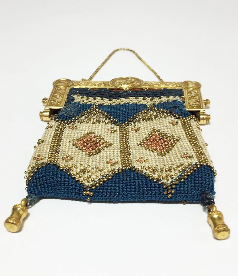 Dutch Amsterdam Golden Clasp with Embroidered Sac, Collectable Antique ...