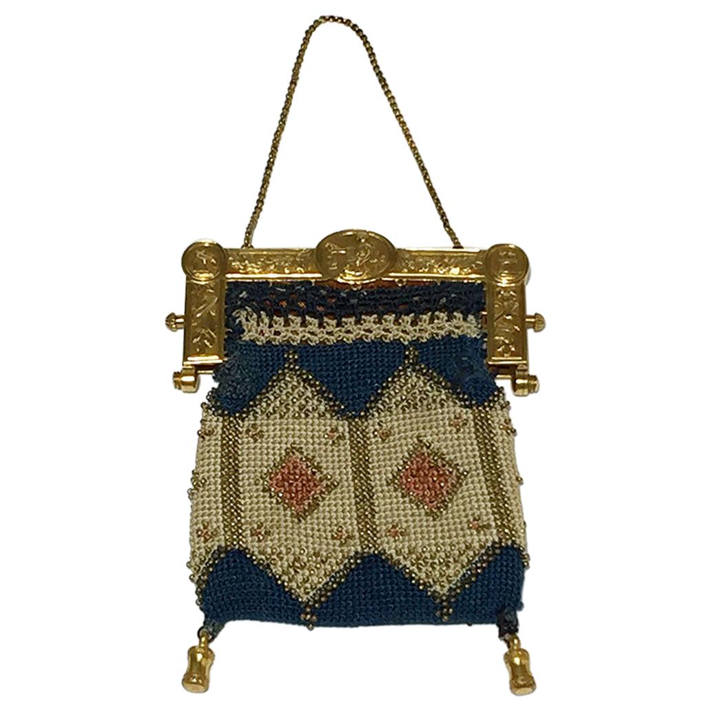 Dutch embroidered purse with golden purse mount, Amsterdam 1812