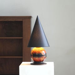 Lampada da tavolo olandese in stile Scuola di Amsterdam con decorazioni batik, di H. Steinpatz, anni '20