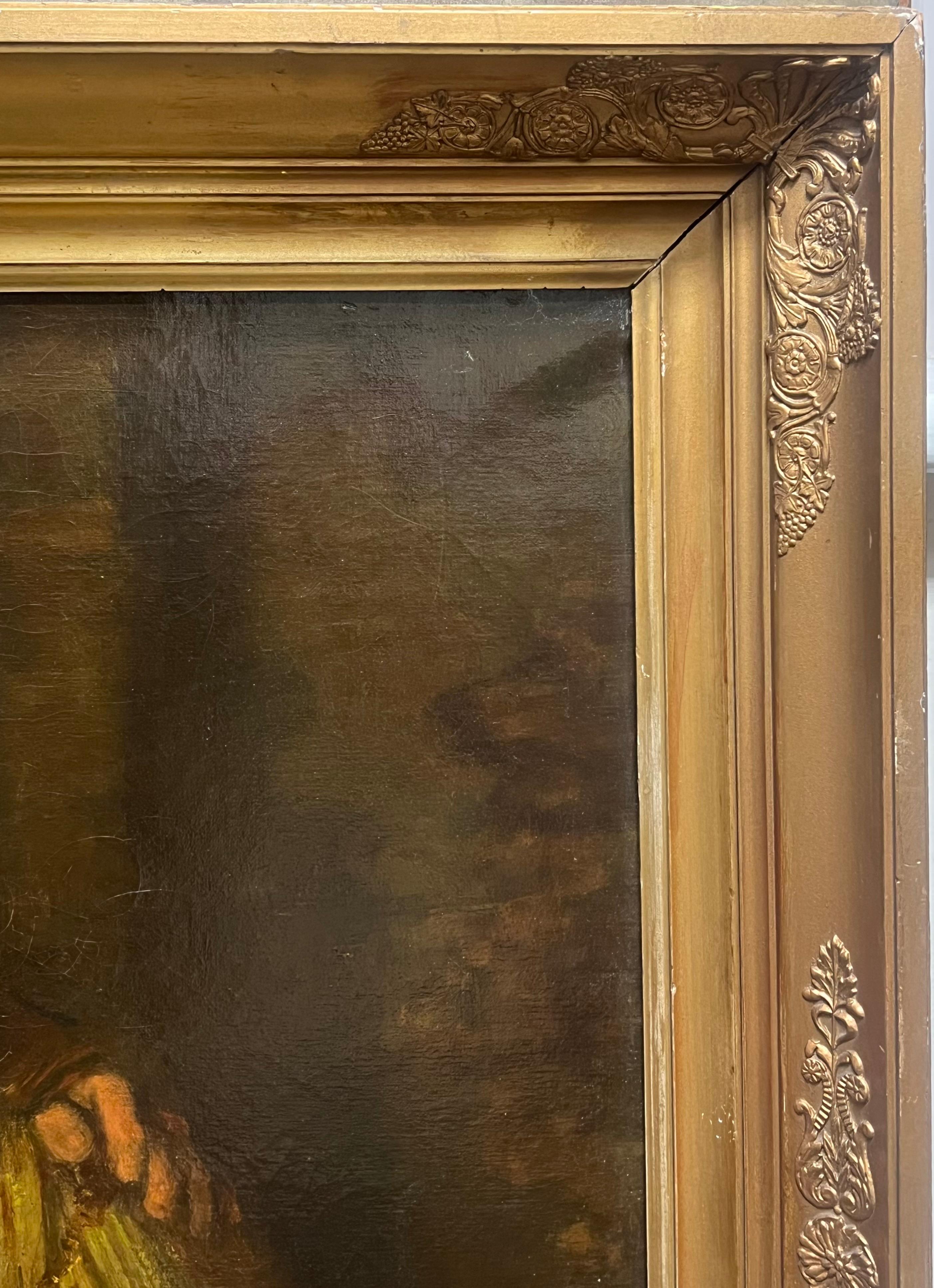 Huge Antique Dutch Old Master Oil Painting The Jewish Bridge after Rembrandt For Sale 8