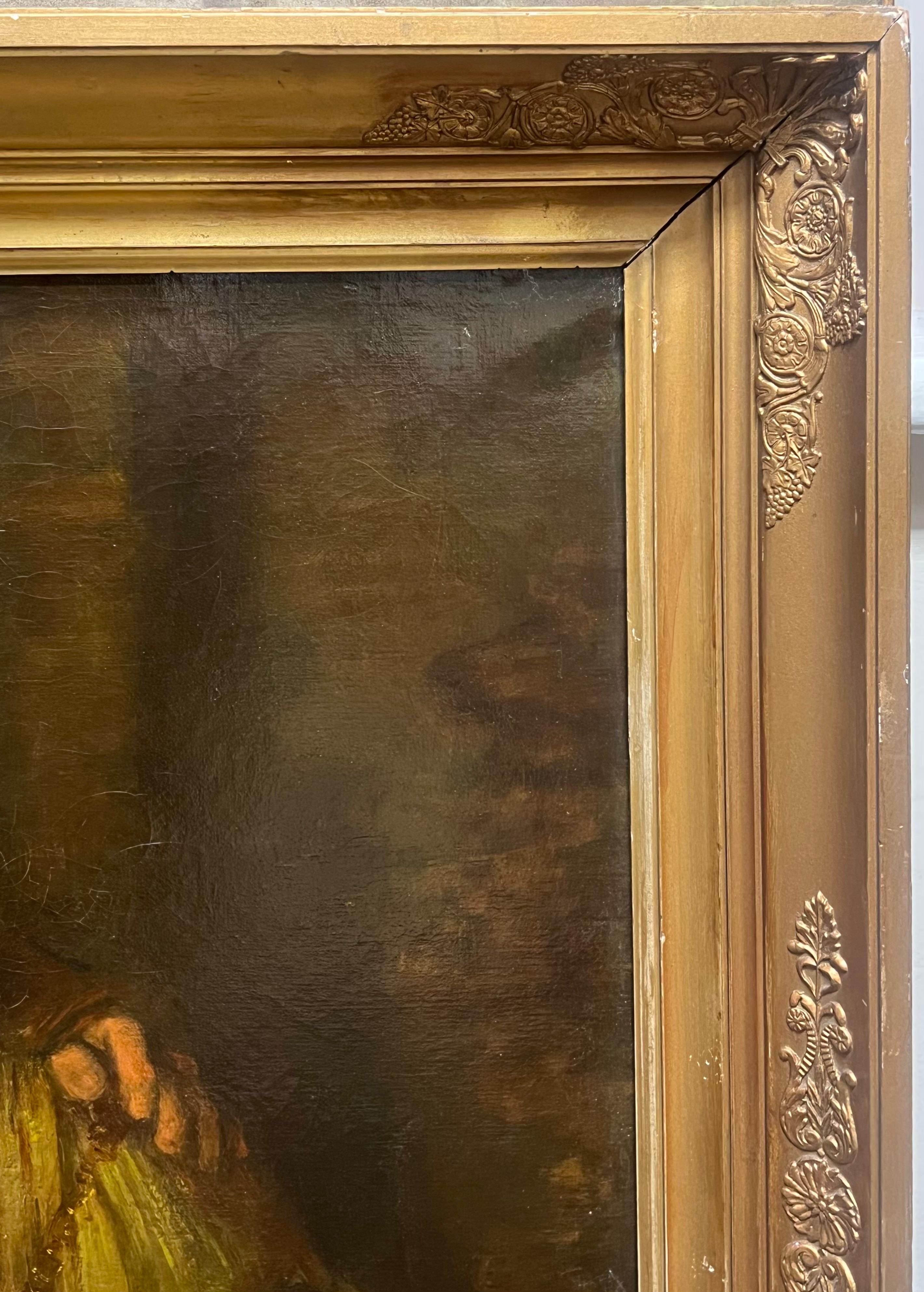 Huge Antique Dutch Old Master Oil Painting The Jewish Bridge after Rembrandt For Sale 9