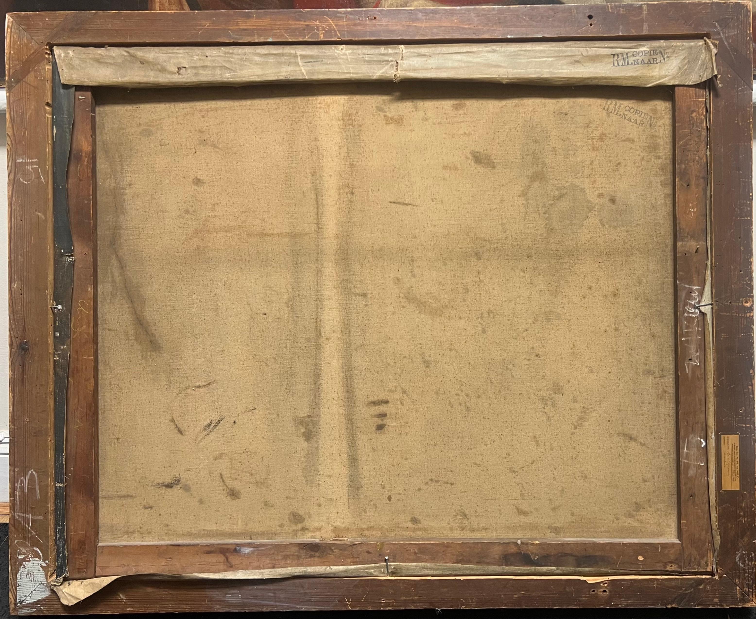 Huge Antique Dutch Old Master Oil Painting The Jewish Bridge after Rembrandt For Sale 11