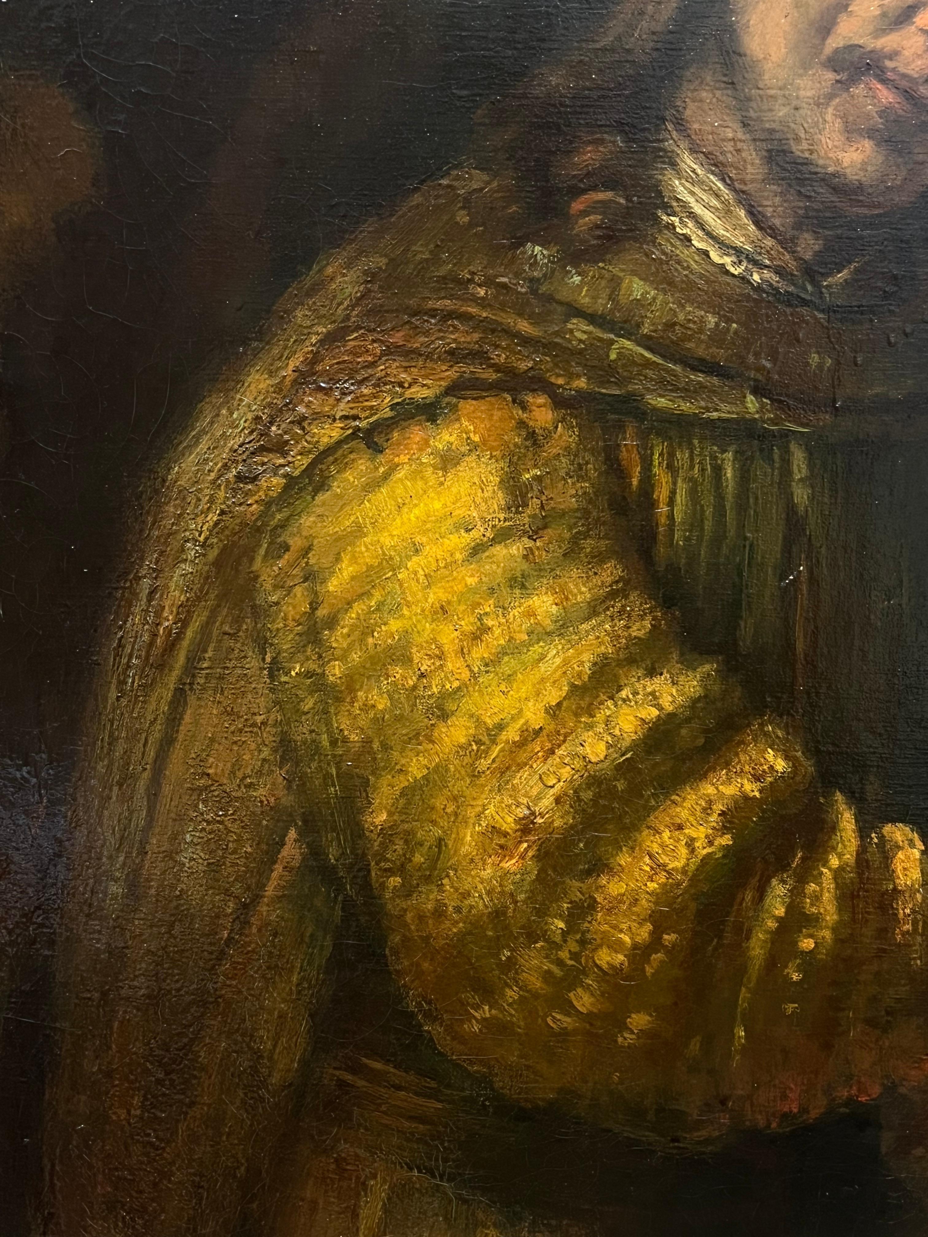 Huge Antique Dutch Old Master Oil Painting The Jewish Bridge after Rembrandt For Sale 5