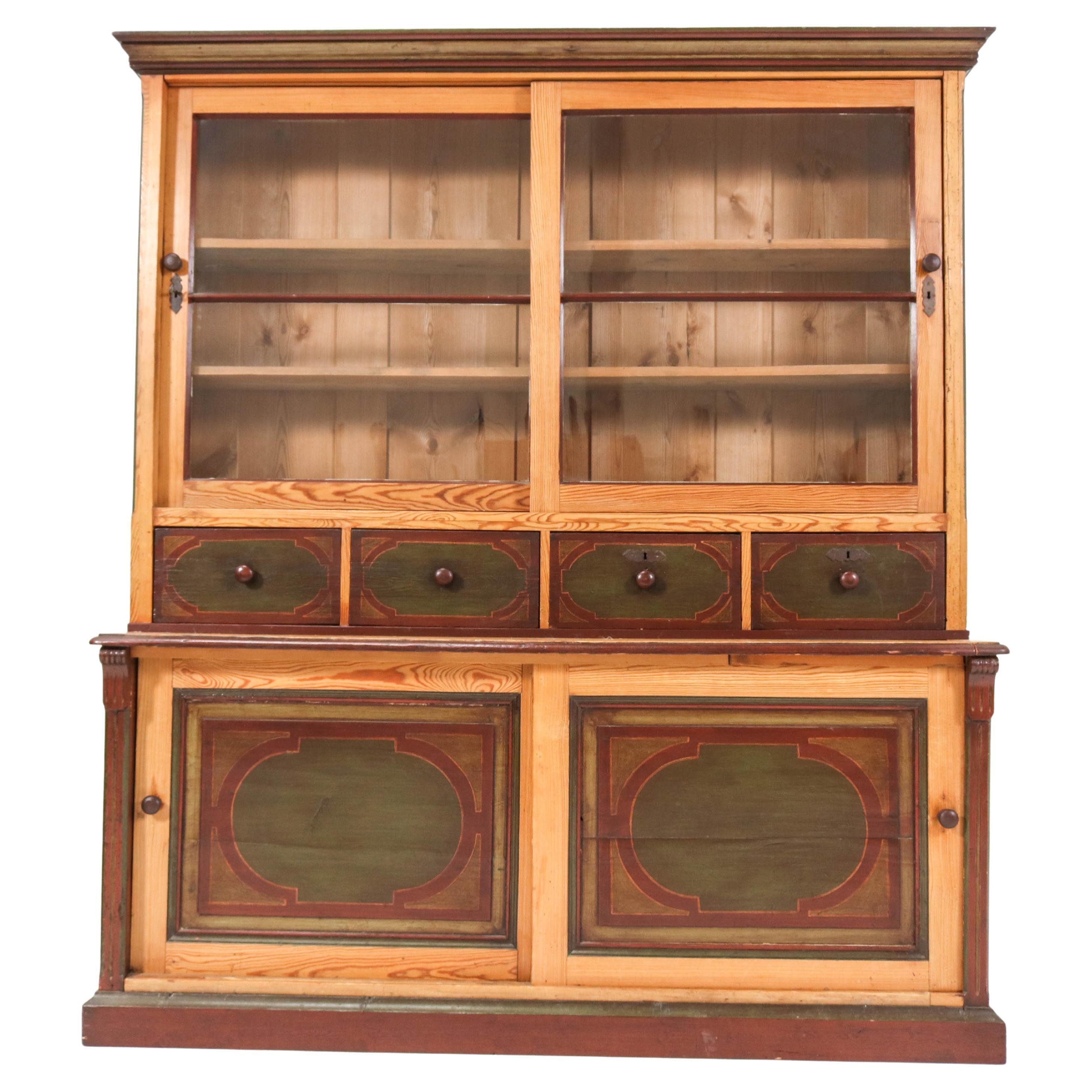 Dutch Antique Country Pine Cupboard or Buffet, 1890s