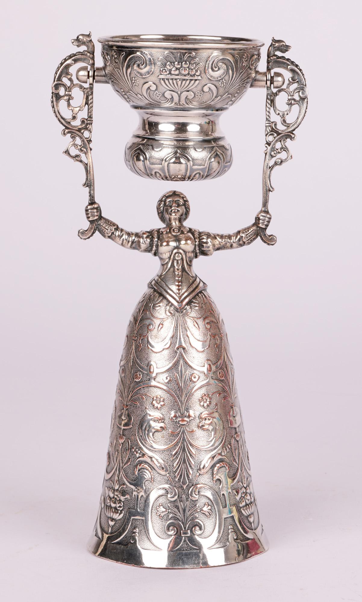 Taza de apuestas matrimoniales antigua holandesa chapada en plata fina en venta 2