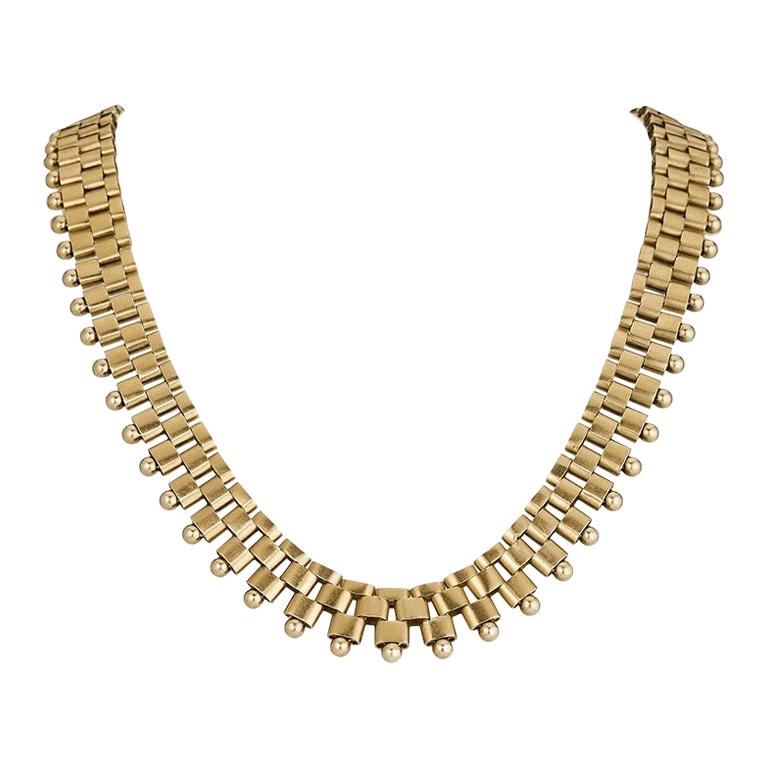 Geometric Gold Link Necklace 