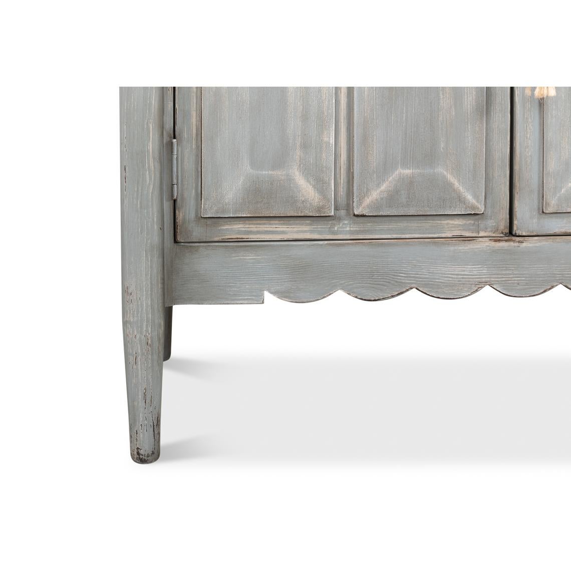 Wood Dutch Antique Gray Painted Sideboard For Sale