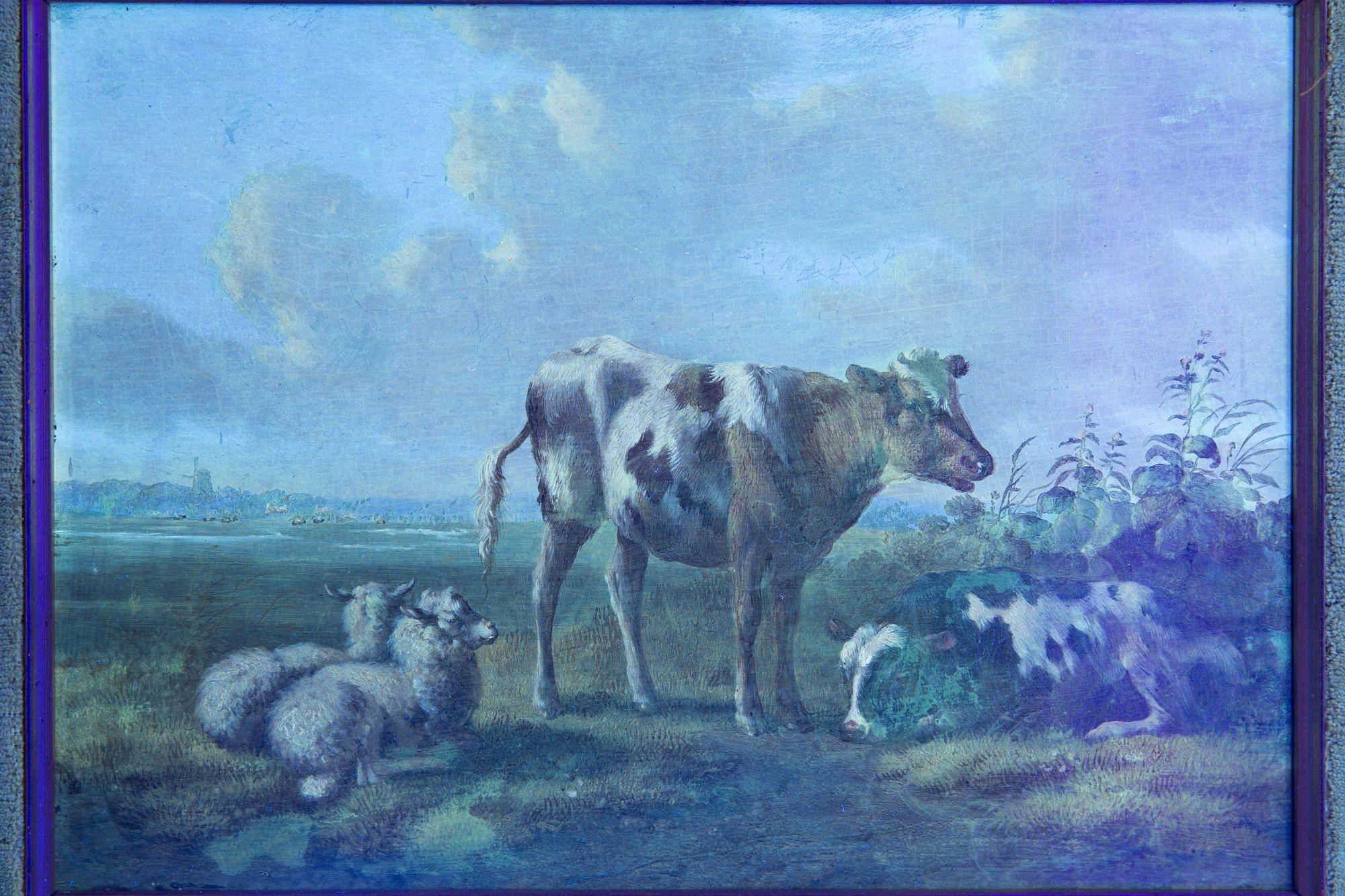 Dutch Antique Painting of “Cows & Sheep in Landscape, 1852” by Albertus Verhoese For Sale 5