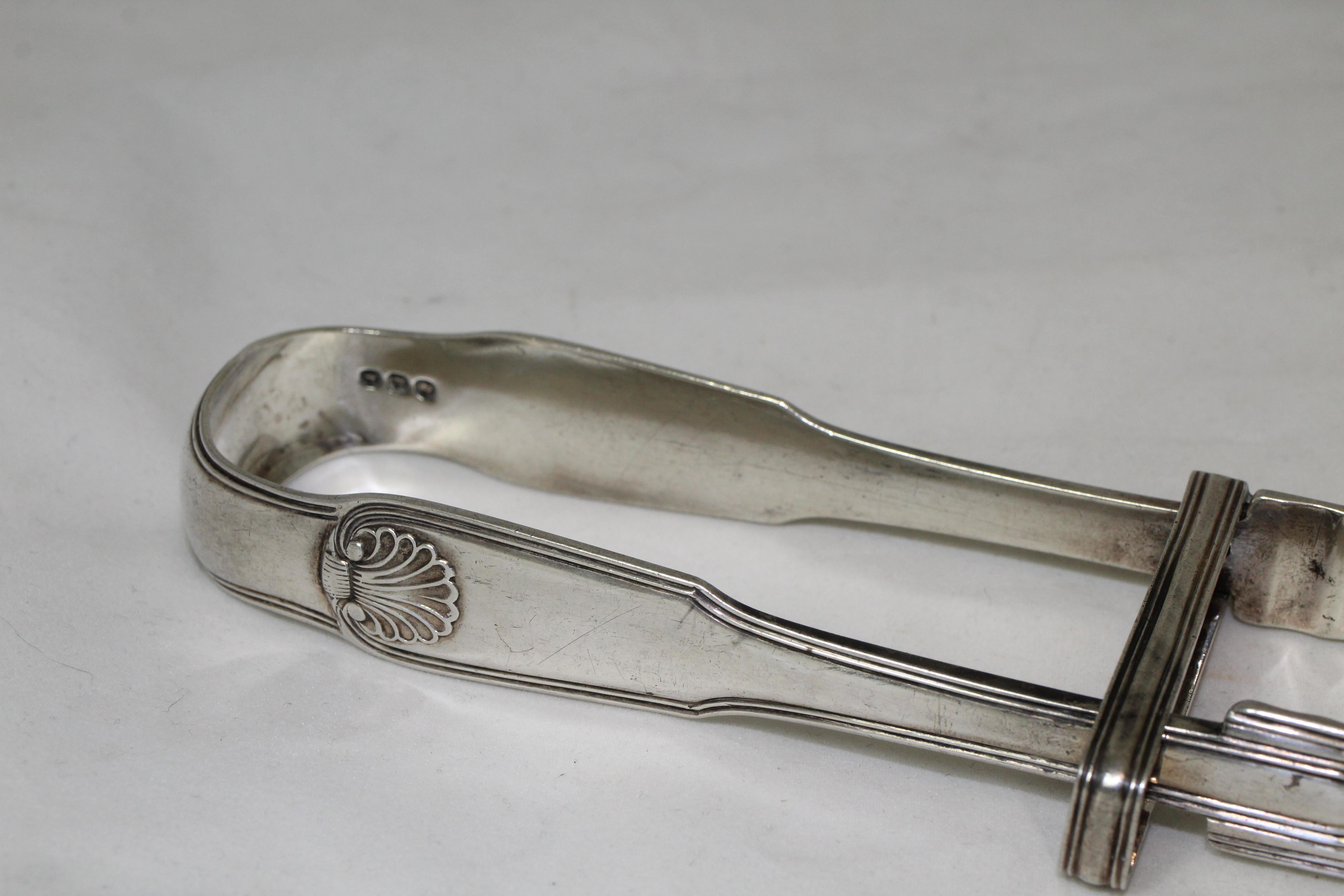 Dutch Antique Silver Asparagus Tongs 1820 4