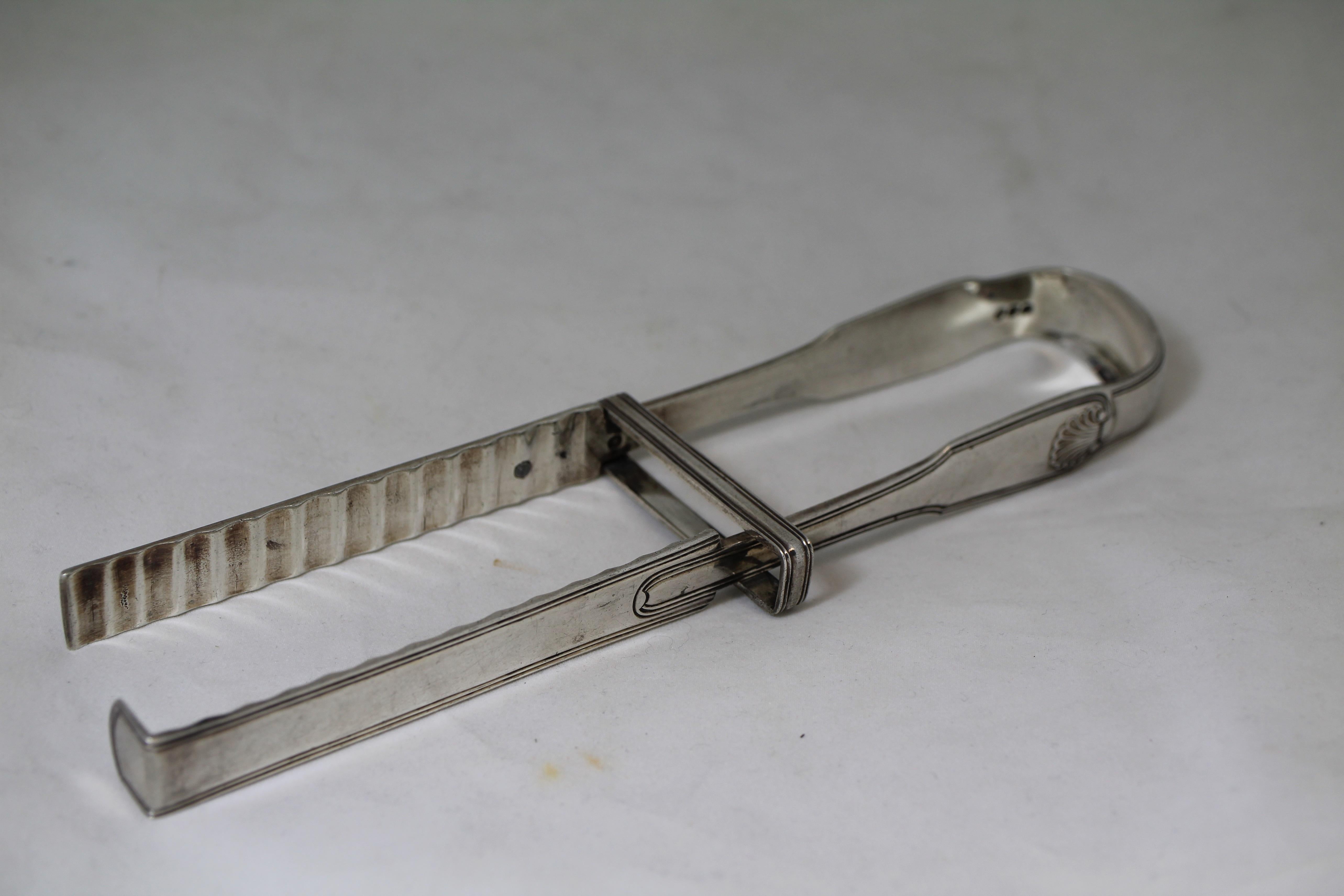 Early Victorian Dutch Antique Silver Asparagus Tongs 1820