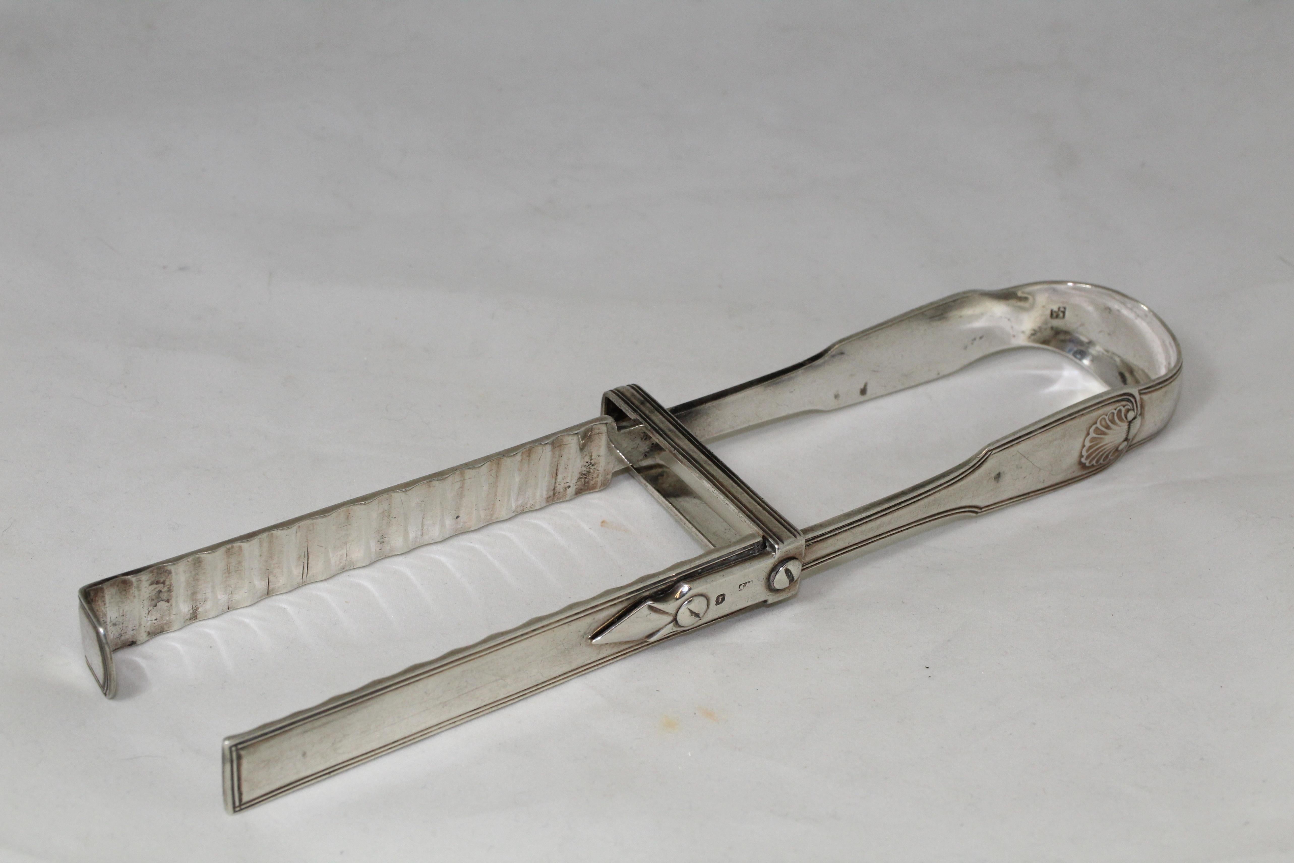 English Dutch Antique Silver Asparagus Tongs 1820