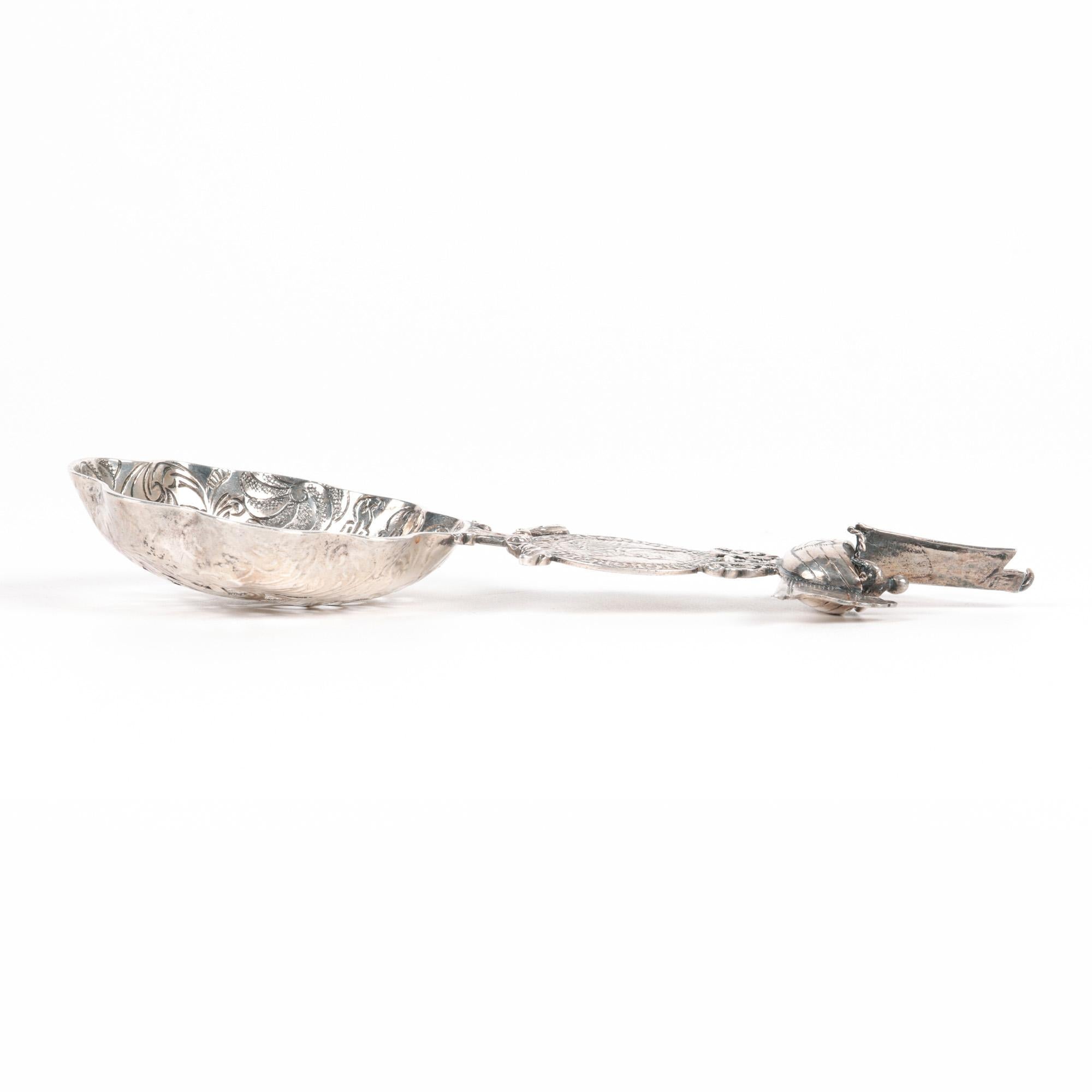 Dutch Antique Silver Marriage Presentation Spoon For Sale 6