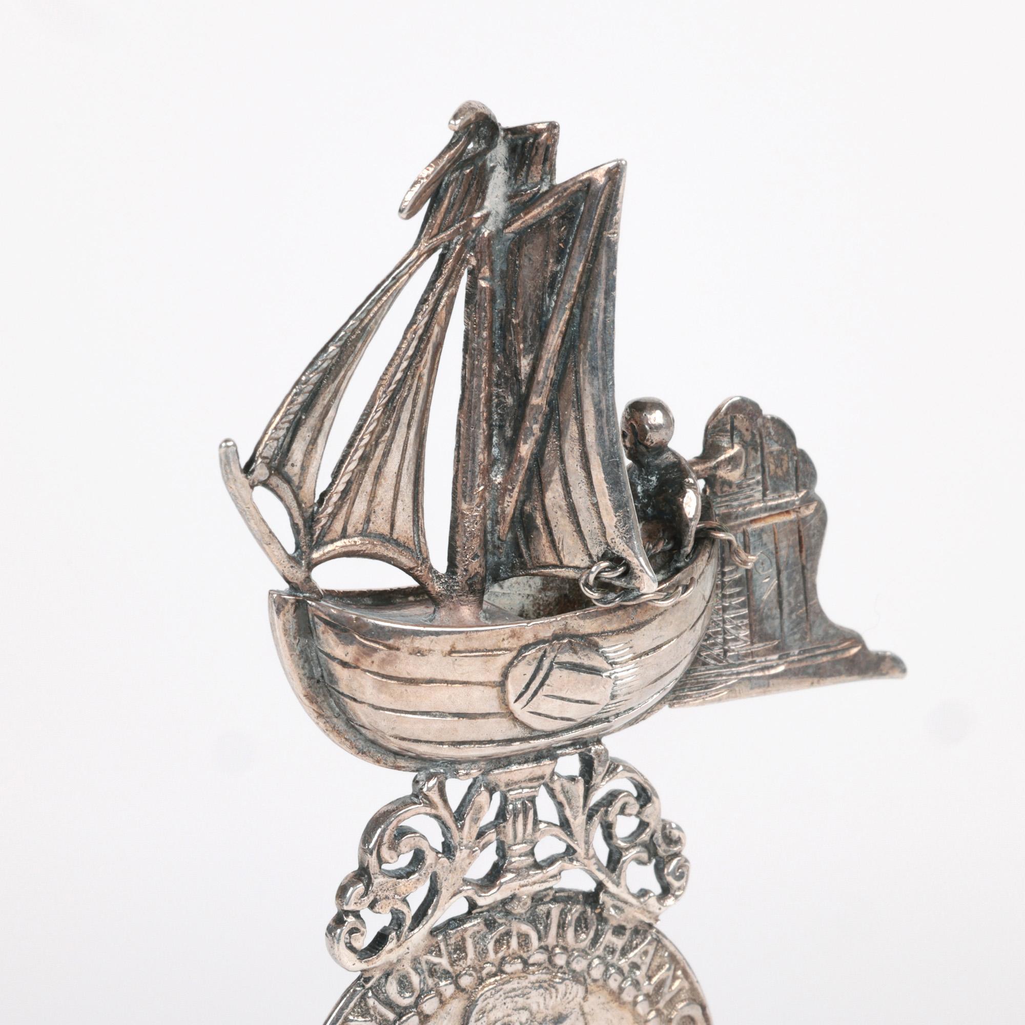 Dutch Antique Silver Marriage Presentation Spoon For Sale 8