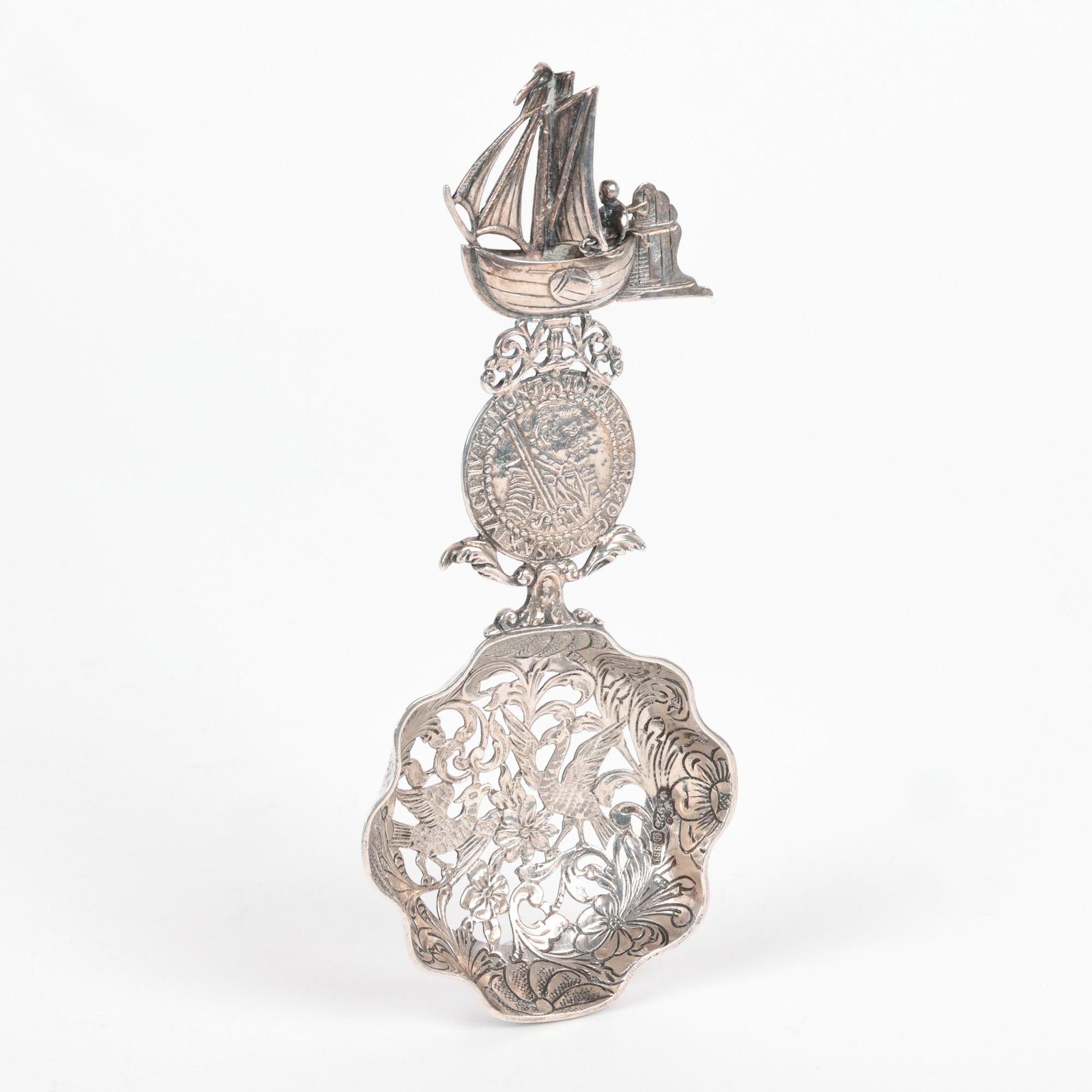 Dutch Antique Silver Marriage Presentation Spoon For Sale 11