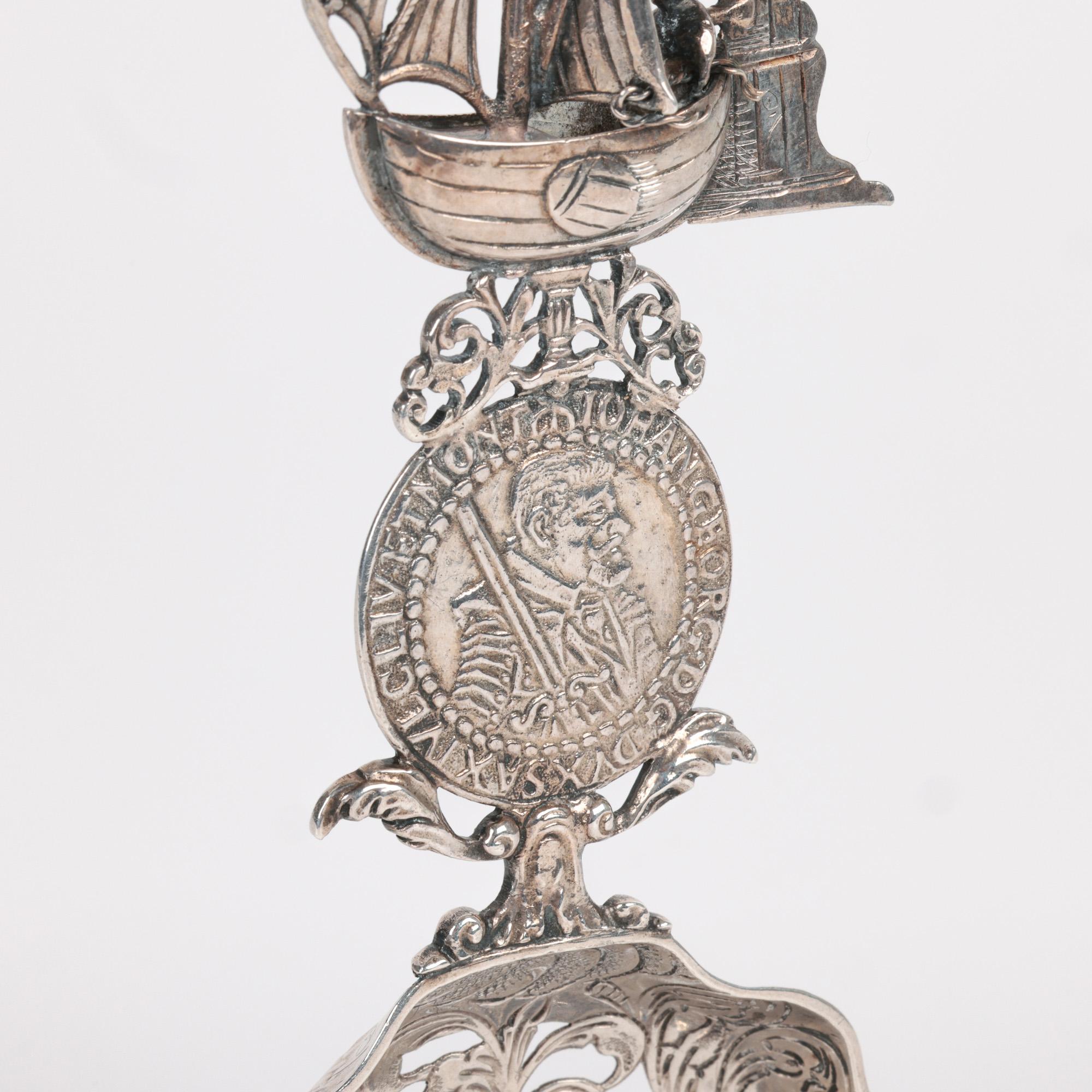 Dutch Antique Silver Marriage Presentation Spoon For Sale 2