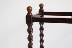 Dutch Antique Umbrella Stand / Stick Holder Barley Twisted 1930 Delft Blue Oak