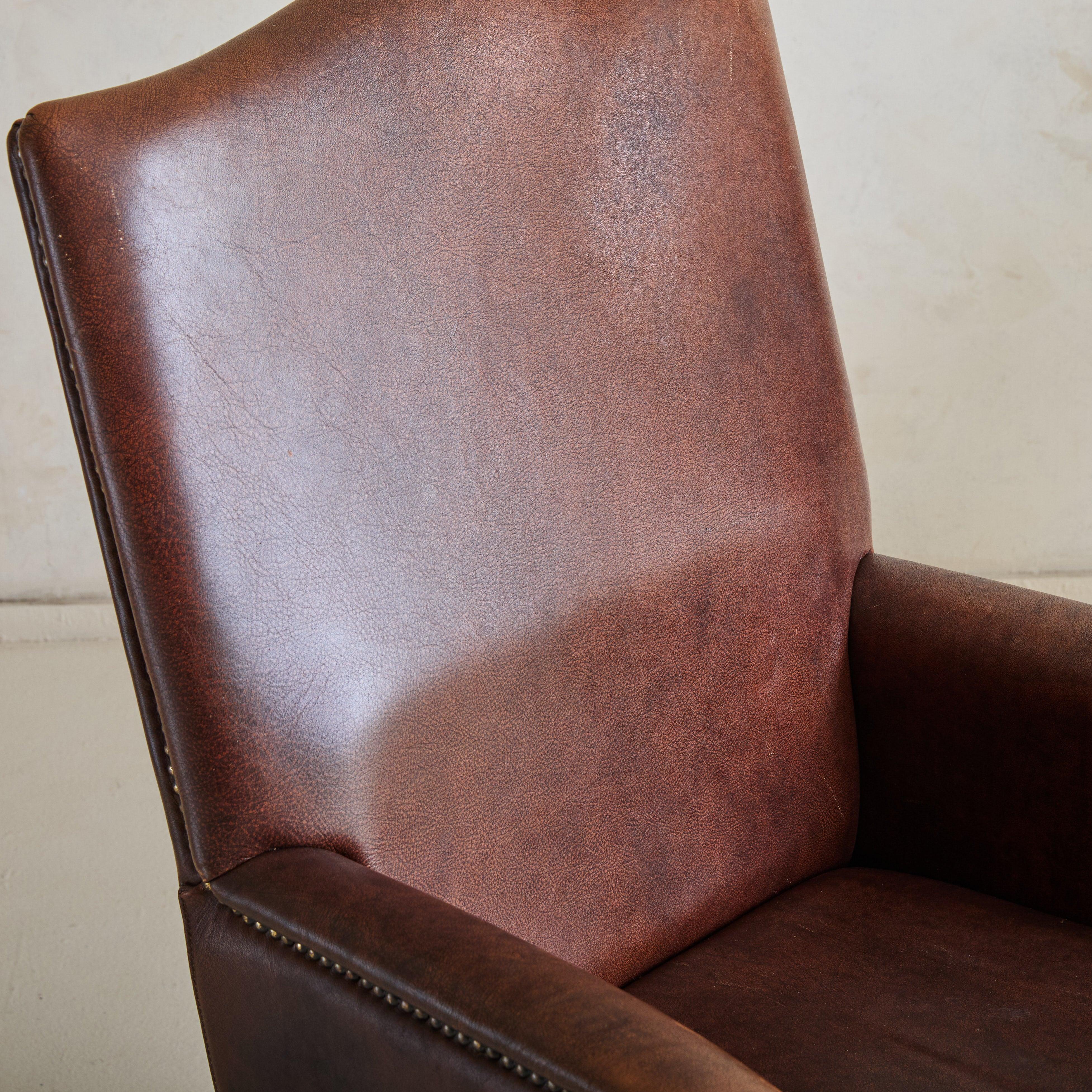 Dutch Armchair in Brown Sheepskin Leather, 1970s - 2 Available For Sale 5