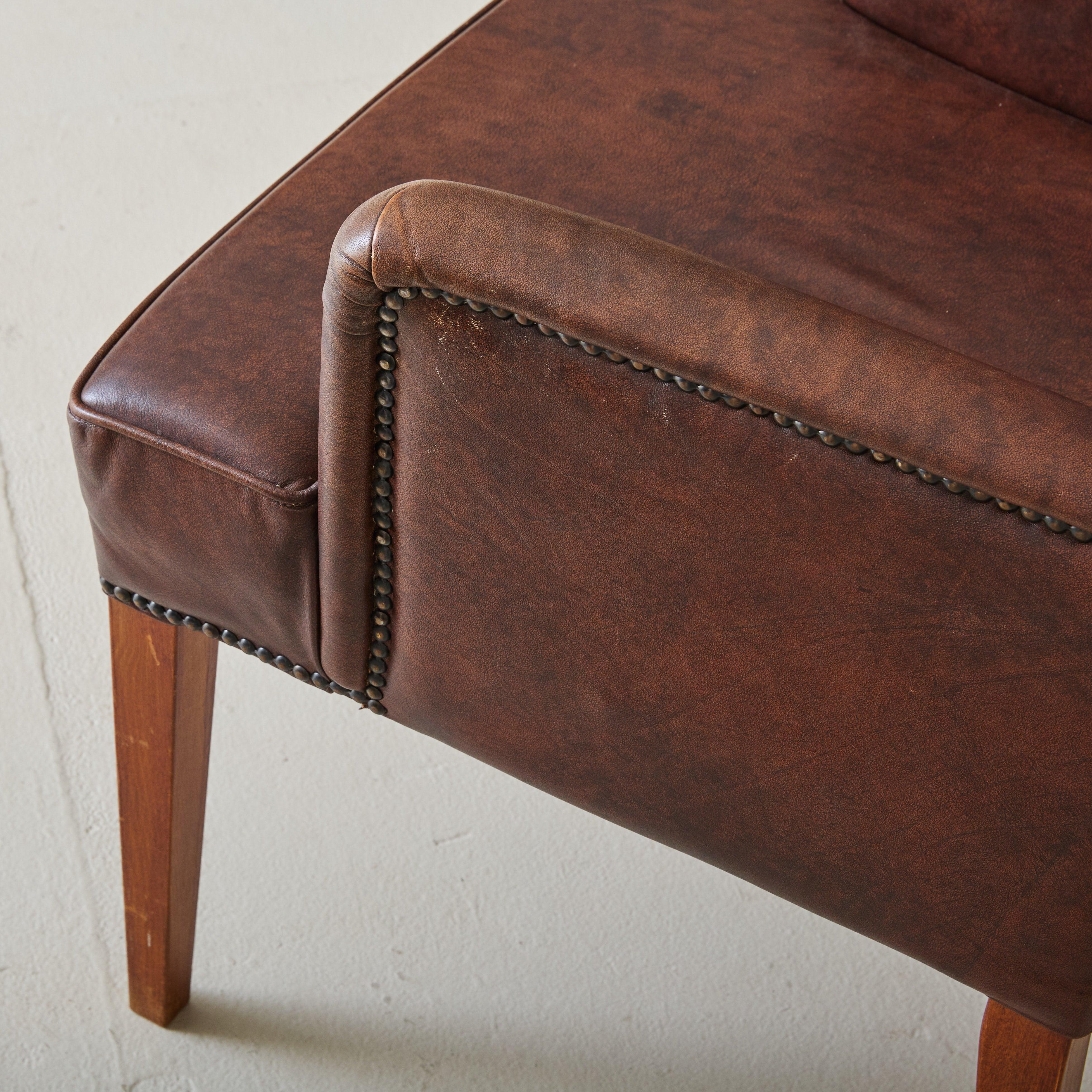 Late 20th Century Dutch Armchair in Brown Sheepskin Leather, 1970s - 2 Available For Sale