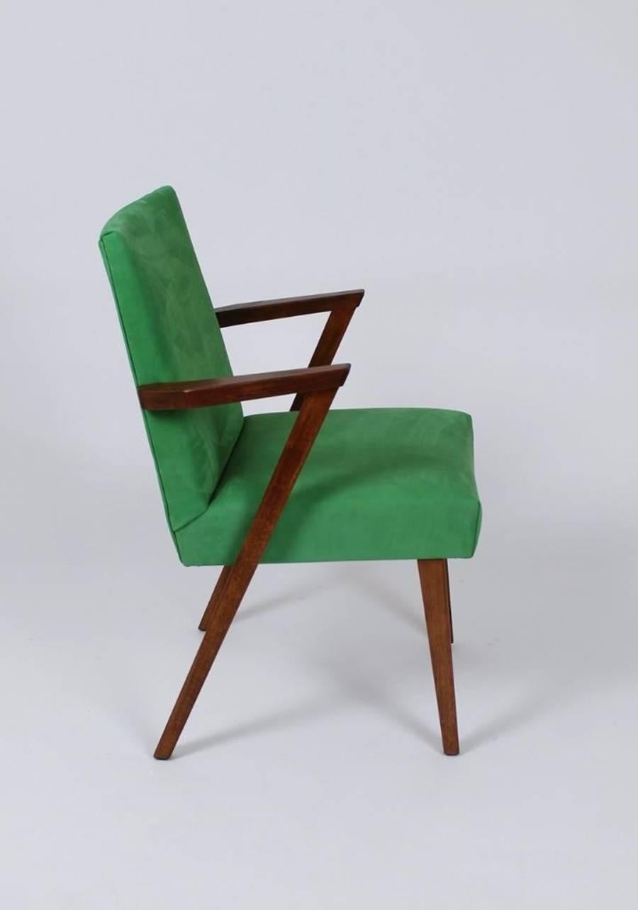 Dutch Armchairs in Green Nubuck from Tijsseling, 1960s, Set of Two For Sale 4