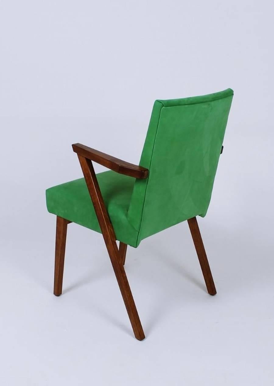 Dutch Armchairs in Green Nubuck from Tijsseling, 1960s, Set of Two For Sale 1