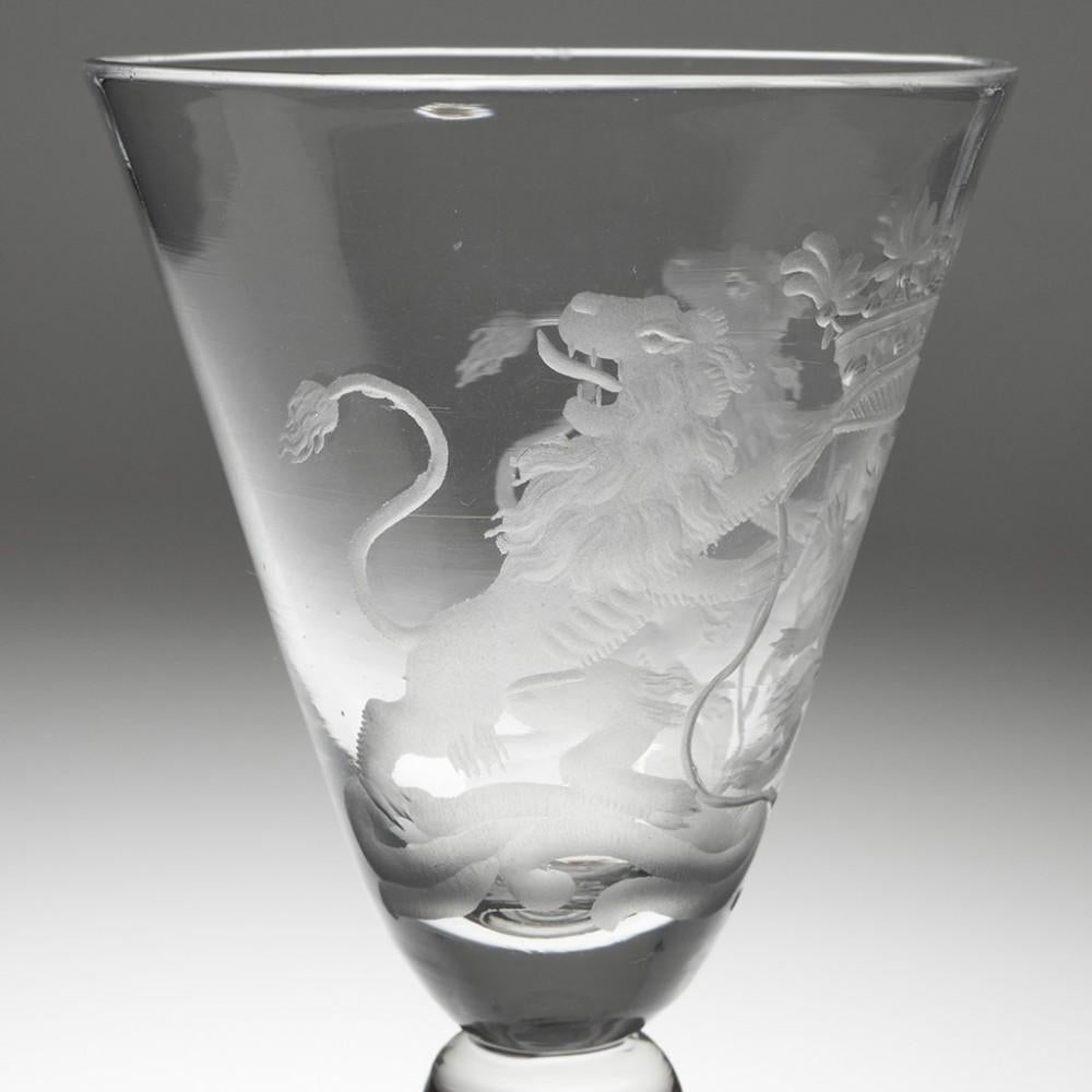 George II Dutch Armorial Engraved Light Baluster Goblet - County of Holland, c1755 For Sale