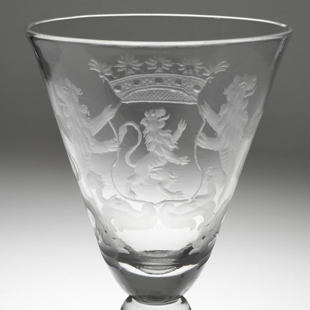 Dutch Armorial Engraved Light Baluster Goblet - County of Holland, c1755 In Good Condition For Sale In Tunbridge Wells, GB
