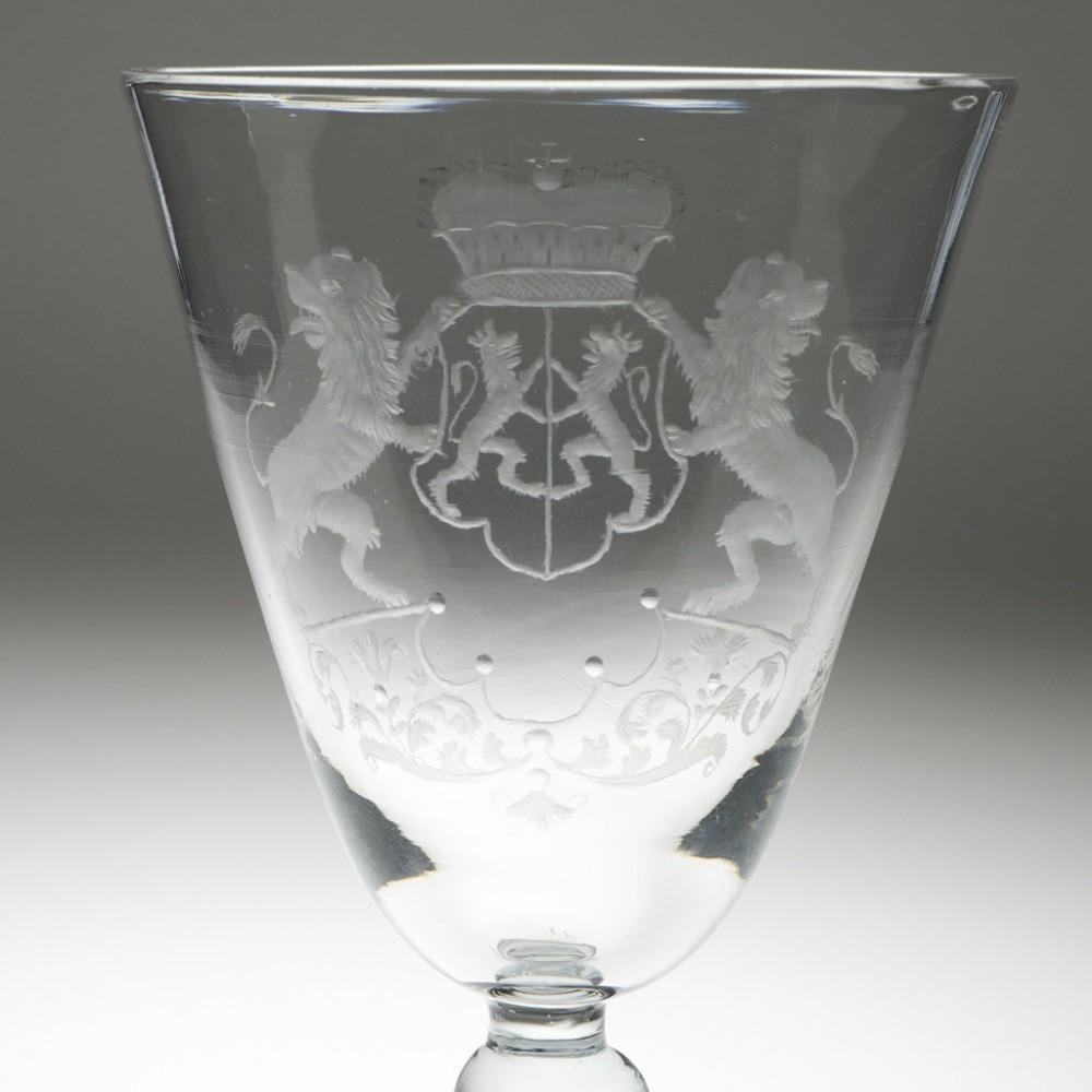 Dutch Armorial Engraved Light Baluster Goblet - Province of Gelderland, c1755 In Good Condition For Sale In Tunbridge Wells, GB