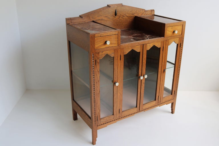 Dutch Art Deco Amsterdam School 1920 Tea Cabinet / Display Cabinet Faux Marble  For Sale 6