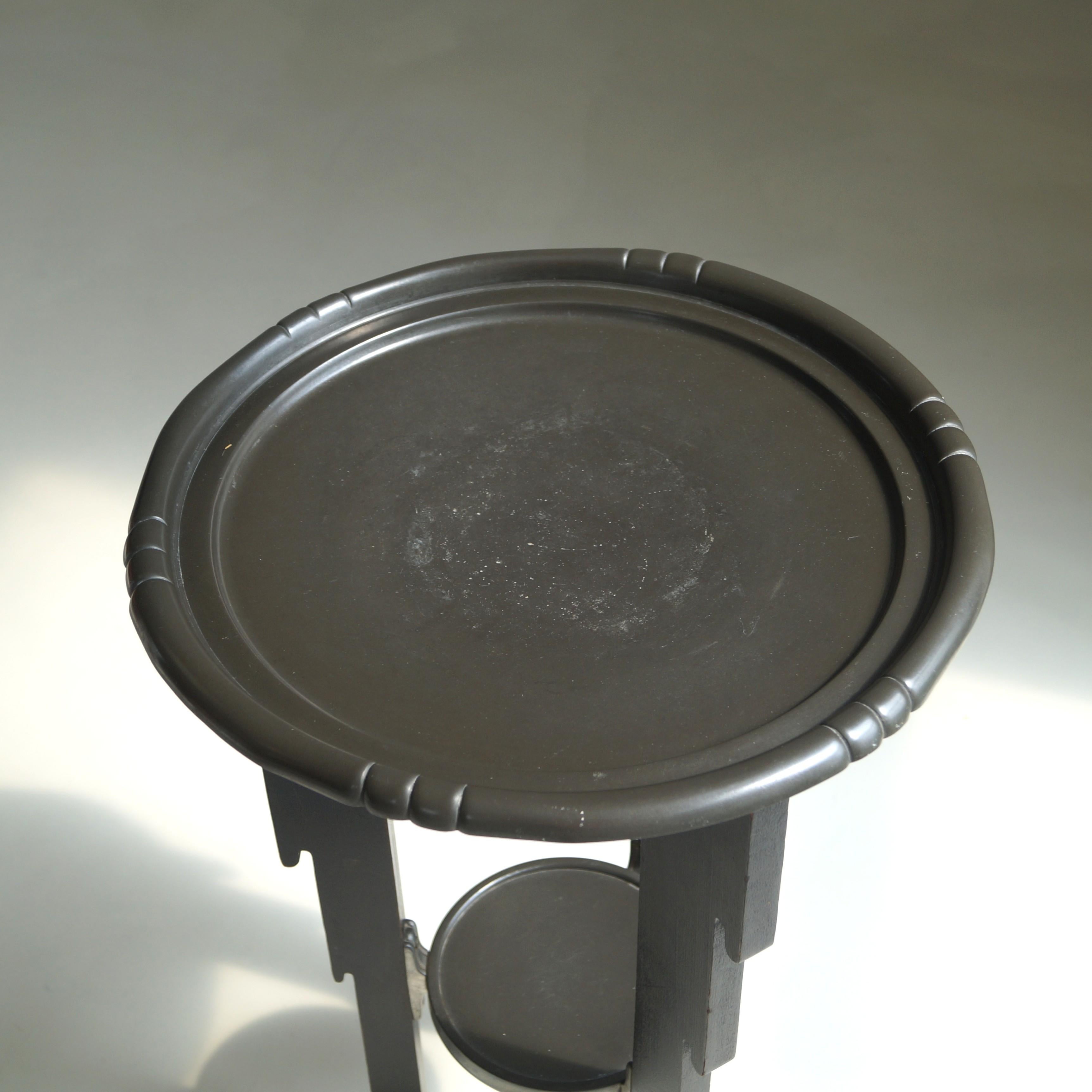 Table d'appoint Art déco hollandaise de l'école d'Amsterdam avec plateau en étain, années 1920 en vente 5