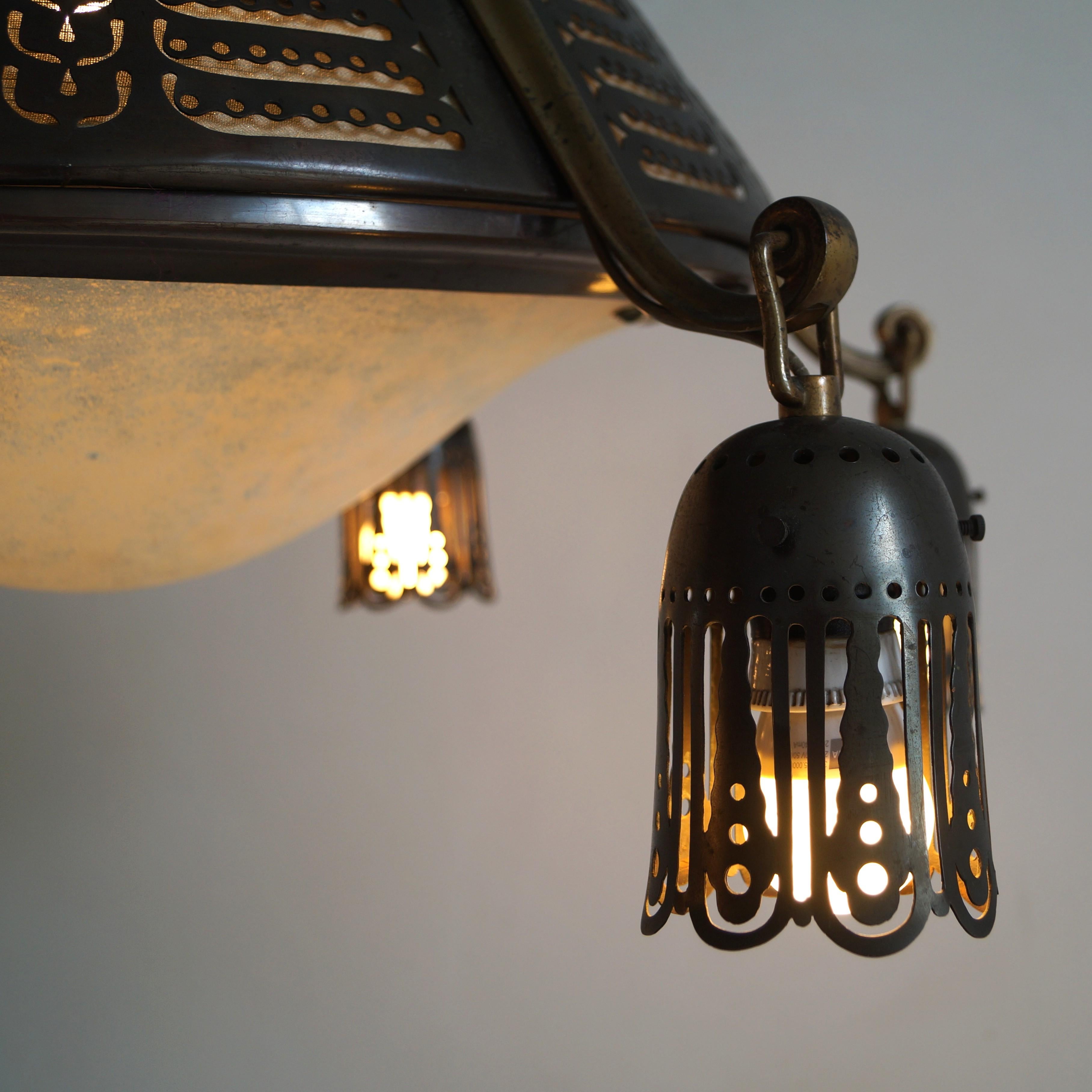 Dutch Art Deco Amsterdam School Chandelier by Winkelman & van der Bijl, 1920s For Sale 4