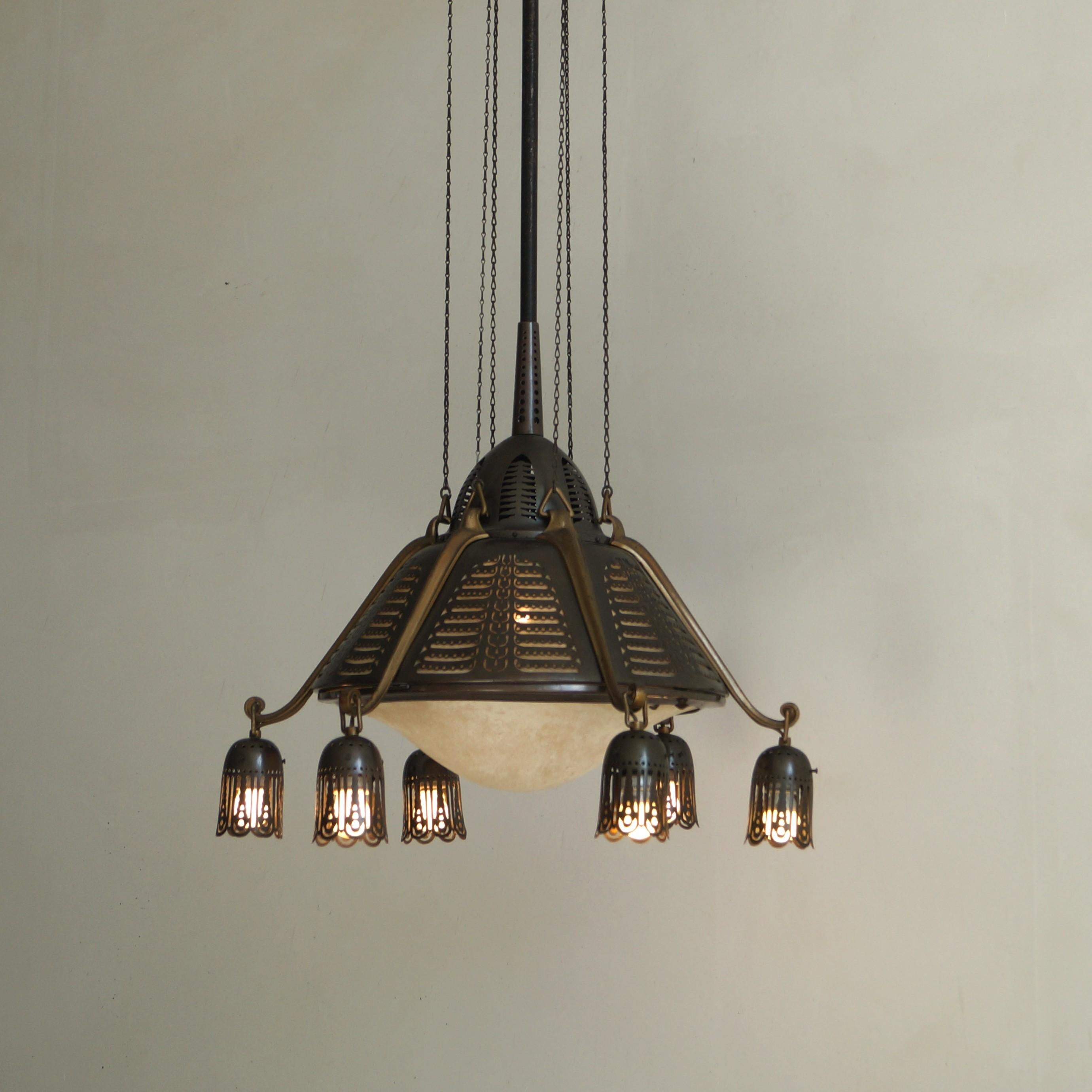 Dutch Art Deco Amsterdam School Chandelier by Winkelman & van der Bijl, 1920s For Sale 13