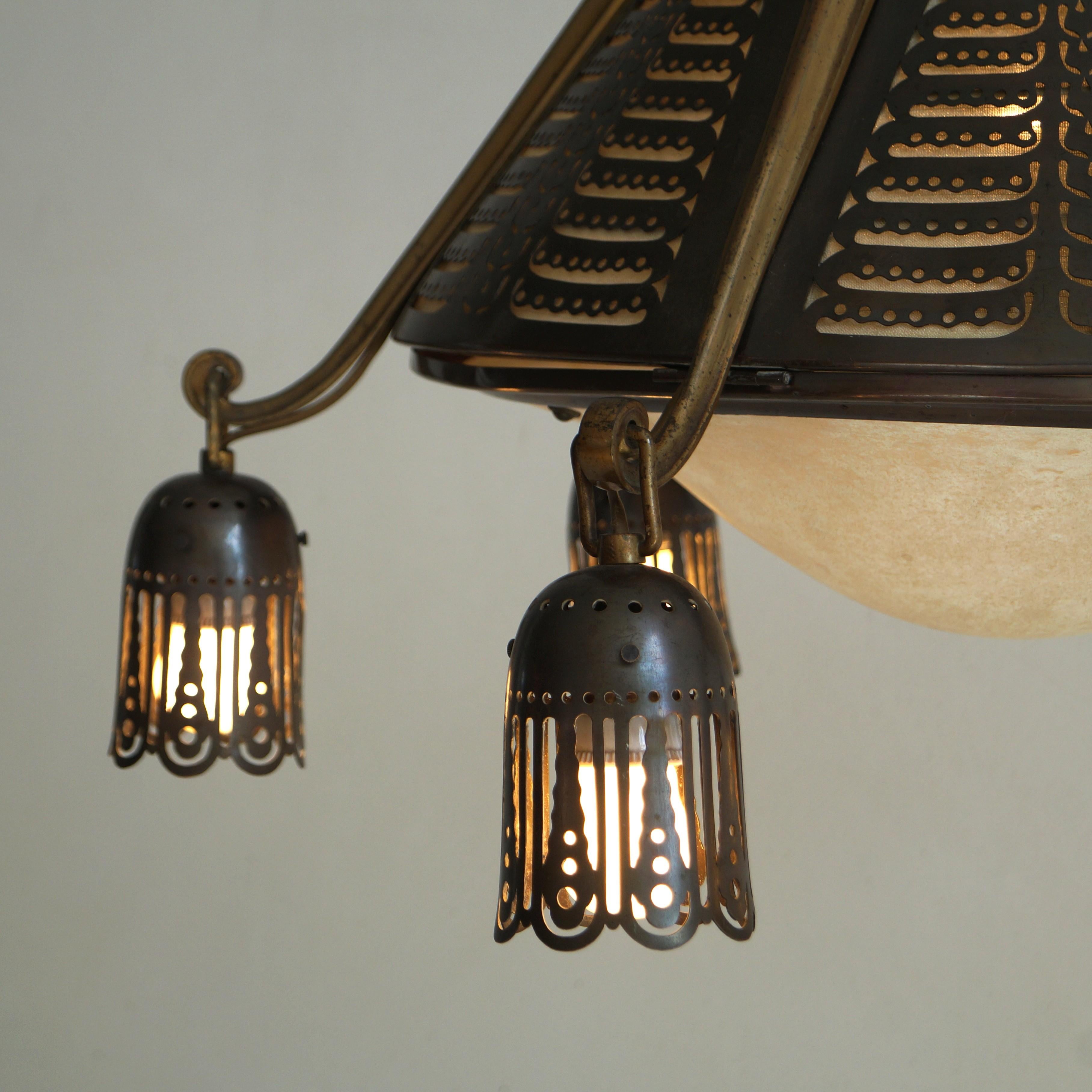 Dutch Art Deco Amsterdam School Chandelier by Winkelman & van der Bijl, 1920s For Sale 3