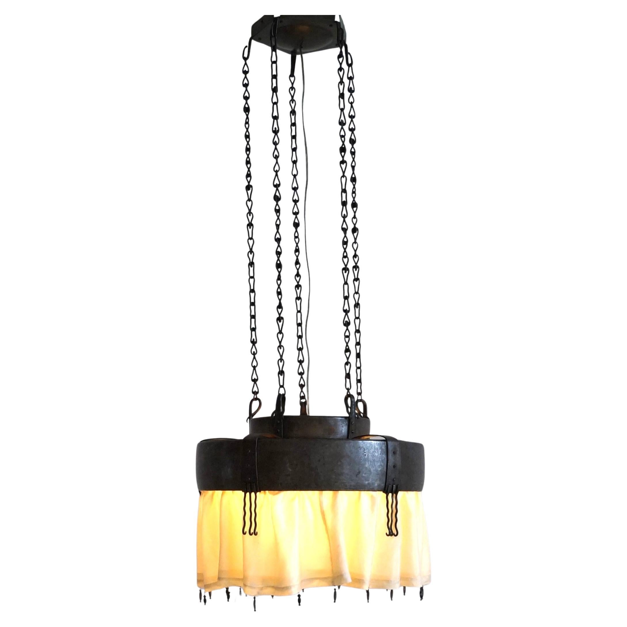 Lustre néerlandais Art déco de l'école d'Amsterdam par Winkelman & van der Bijl, c. 1925 en vente