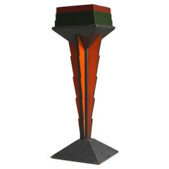 Pedestal de colores de la Escuela Holandesa Art Decó de Ámsterdam en su pintura original, años 20