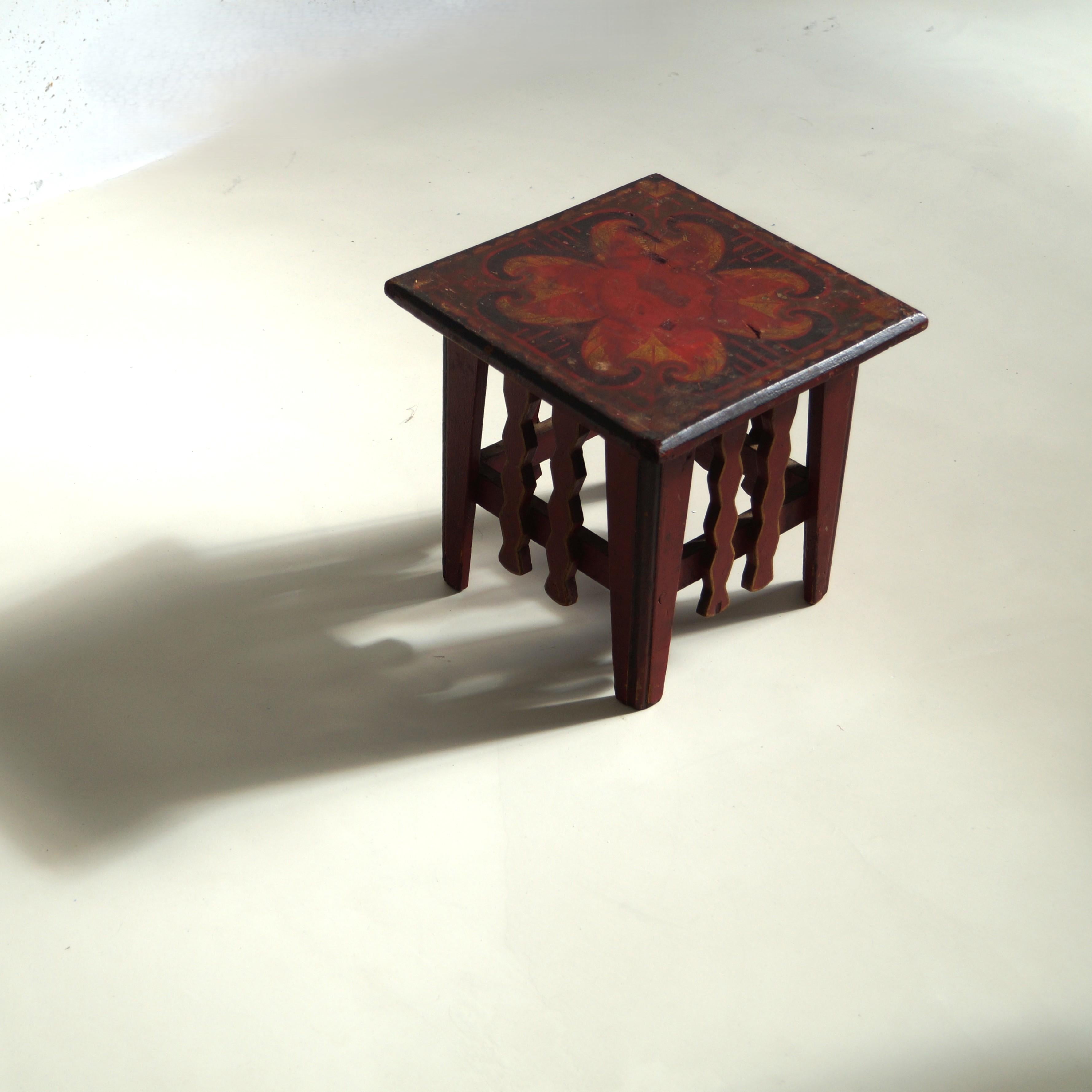 Dutch Art Deco Amsterdam School colourful table with original paintwork, 1920s 7