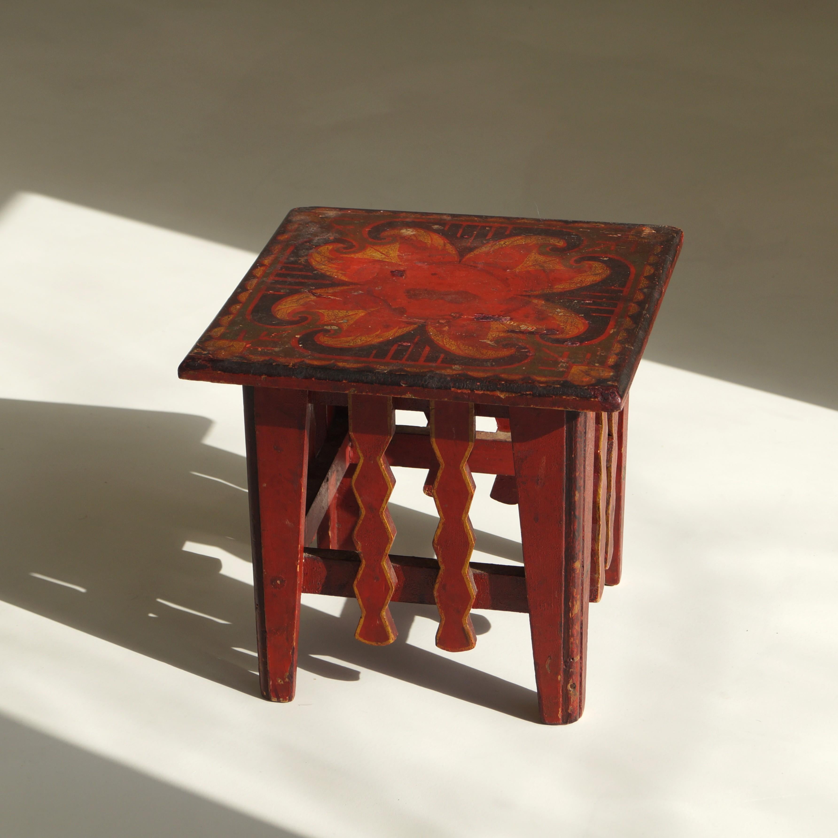 Dutch Art Deco Amsterdam School colourful table with original paintwork, 1920s 8