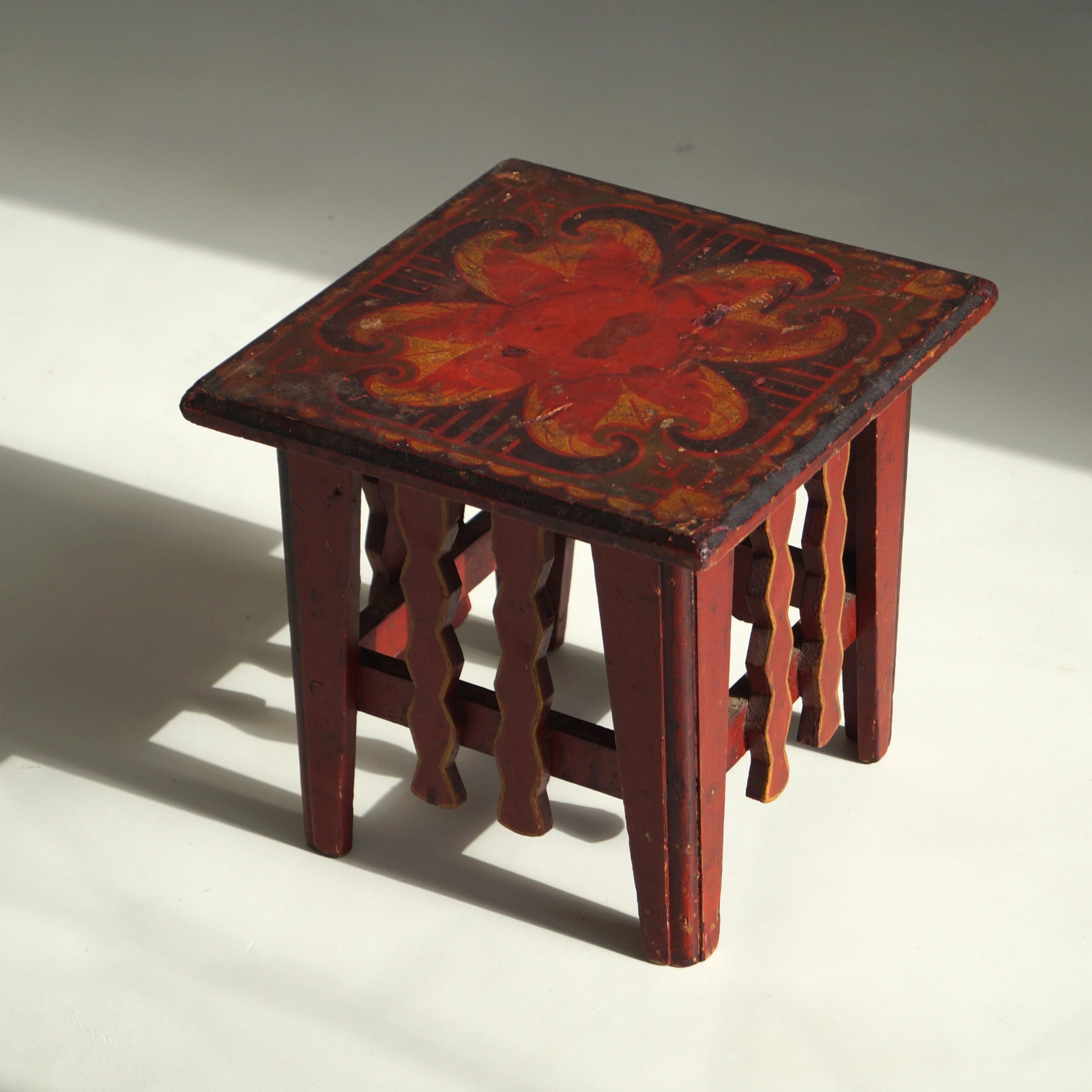 Dutch Art Deco Amsterdam School colourful table with original paintwork, 1920s 9