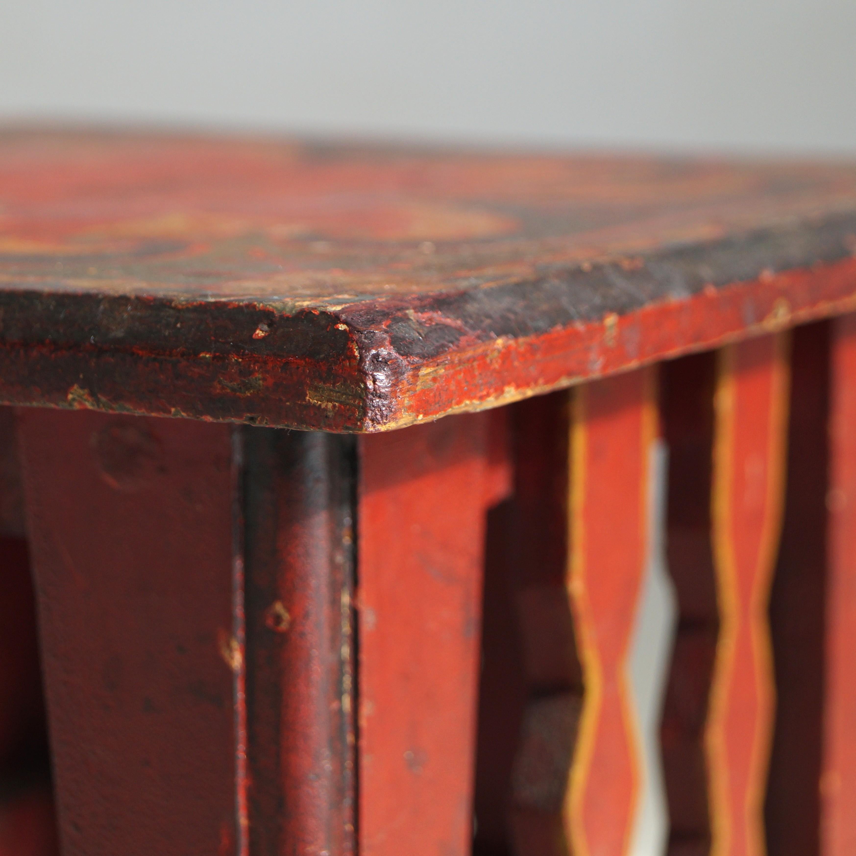 Dutch Art Deco Amsterdam School colourful table with original paintwork, 1920s 10