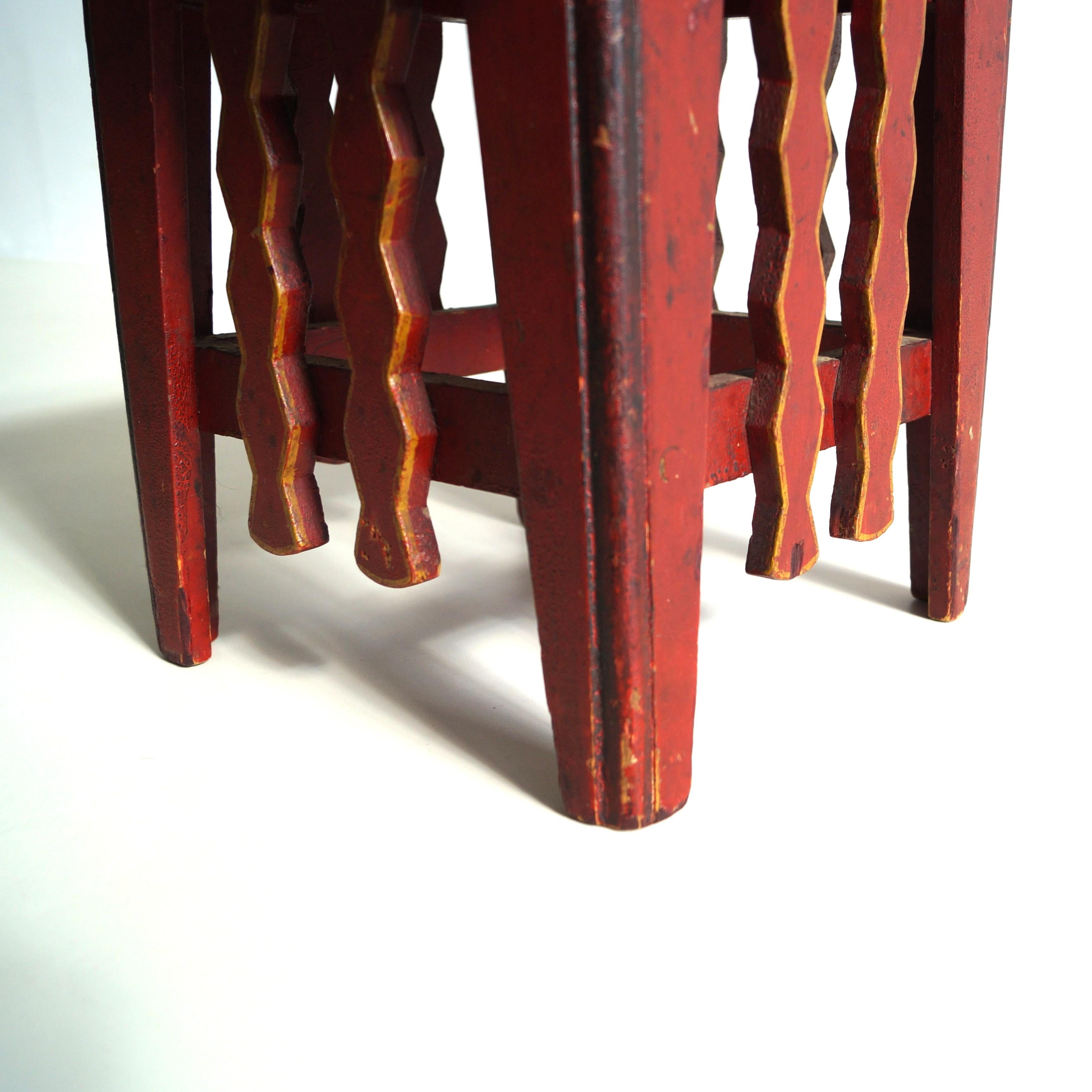 Dutch Art Deco Amsterdam School colourful table with original paintwork, 1920s 12