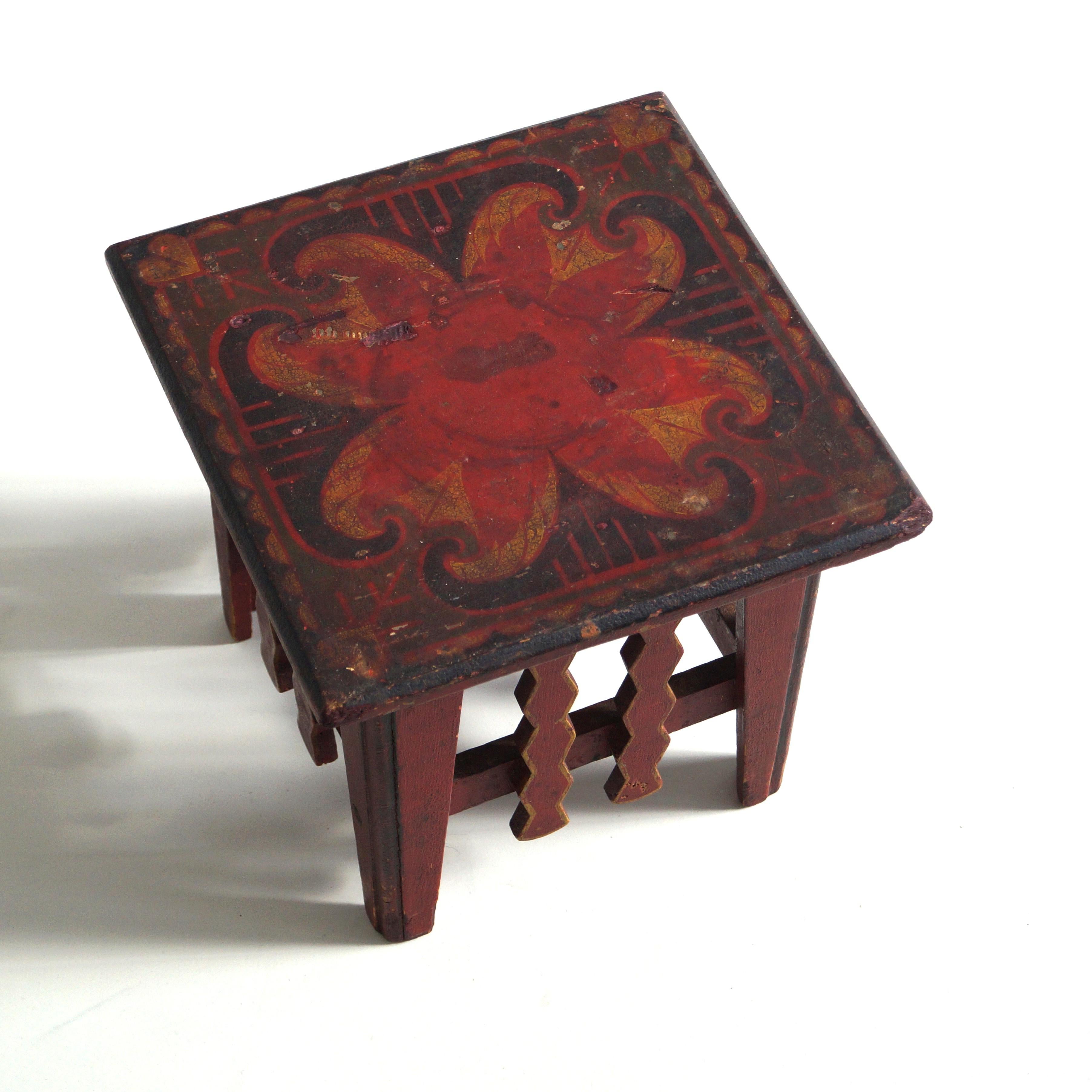 Dutch Art Deco Amsterdam School colourful table with original paintwork, 1920s 14