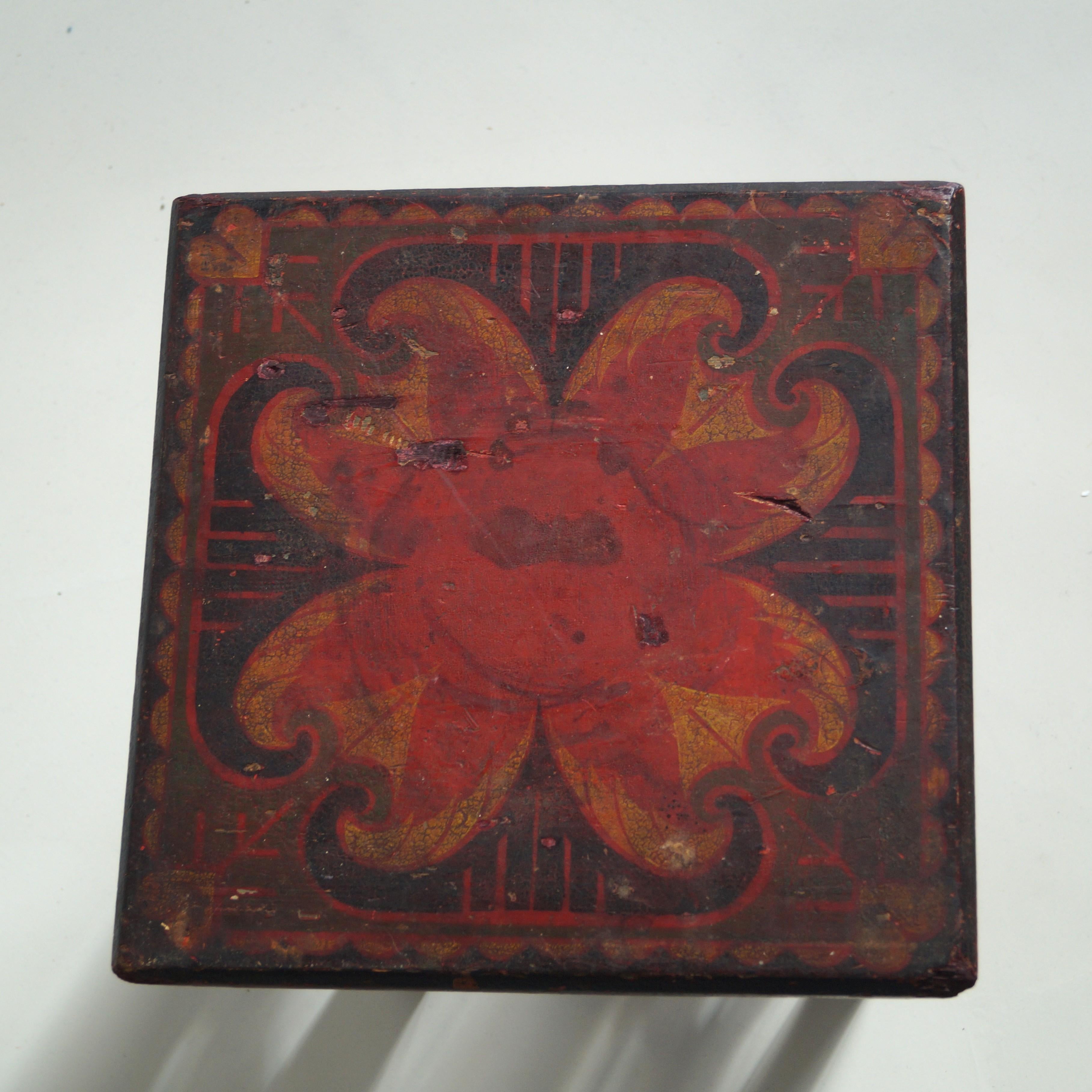 Dutch Art Deco Amsterdam School colourful table with original paintwork, 1920s 1