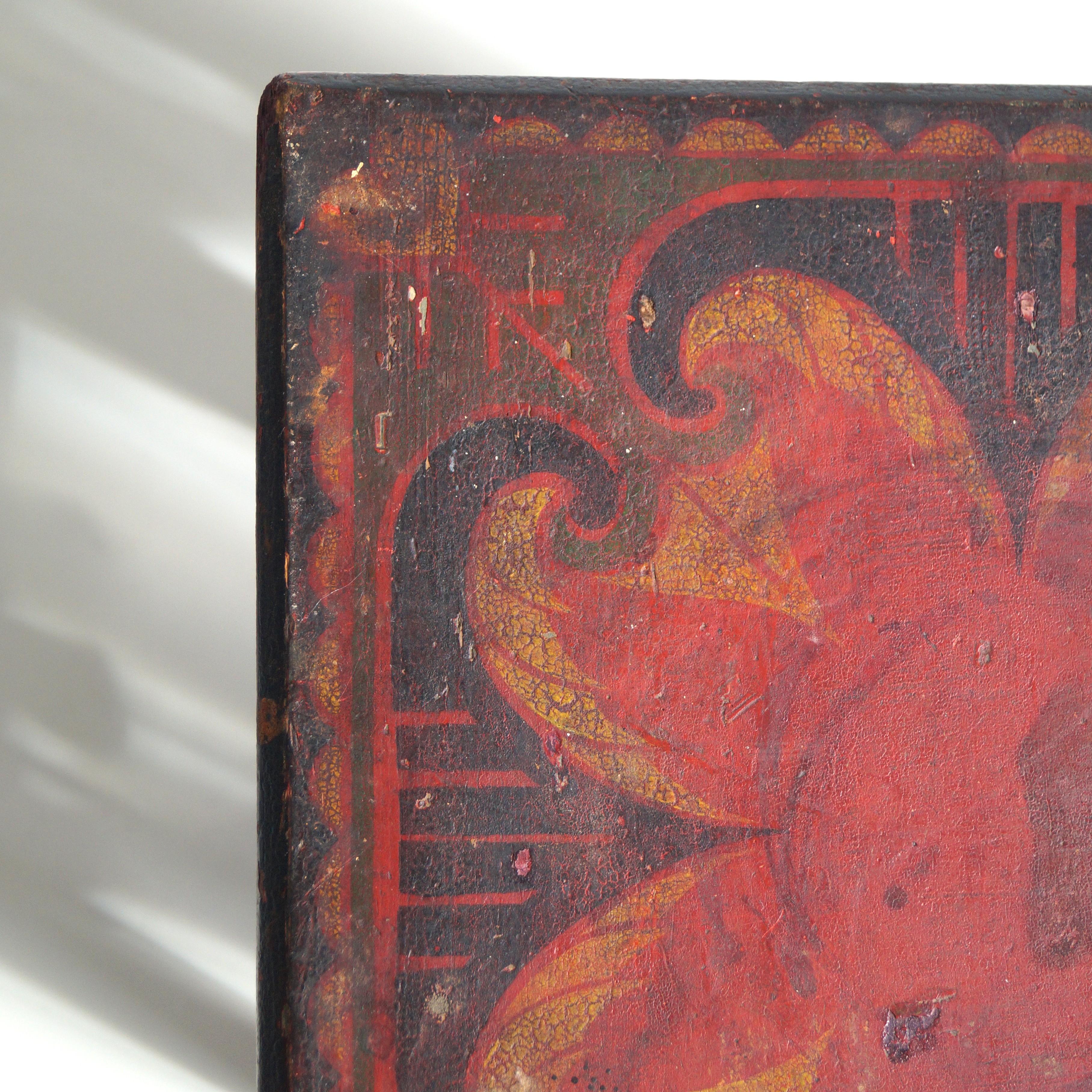 Dutch Art Deco Amsterdam School colourful table with original paintwork, 1920s 2