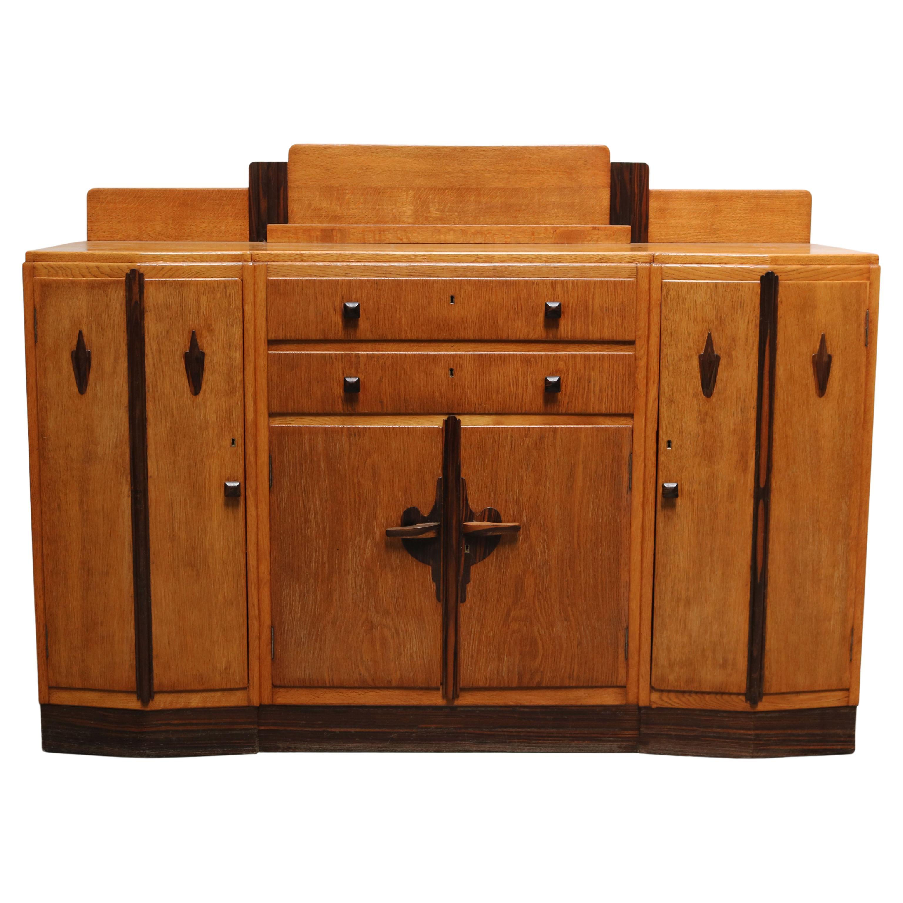 Amsterdamer Art-déco-Anrichte/Sideboard aus massiver europäischer Eiche 1910